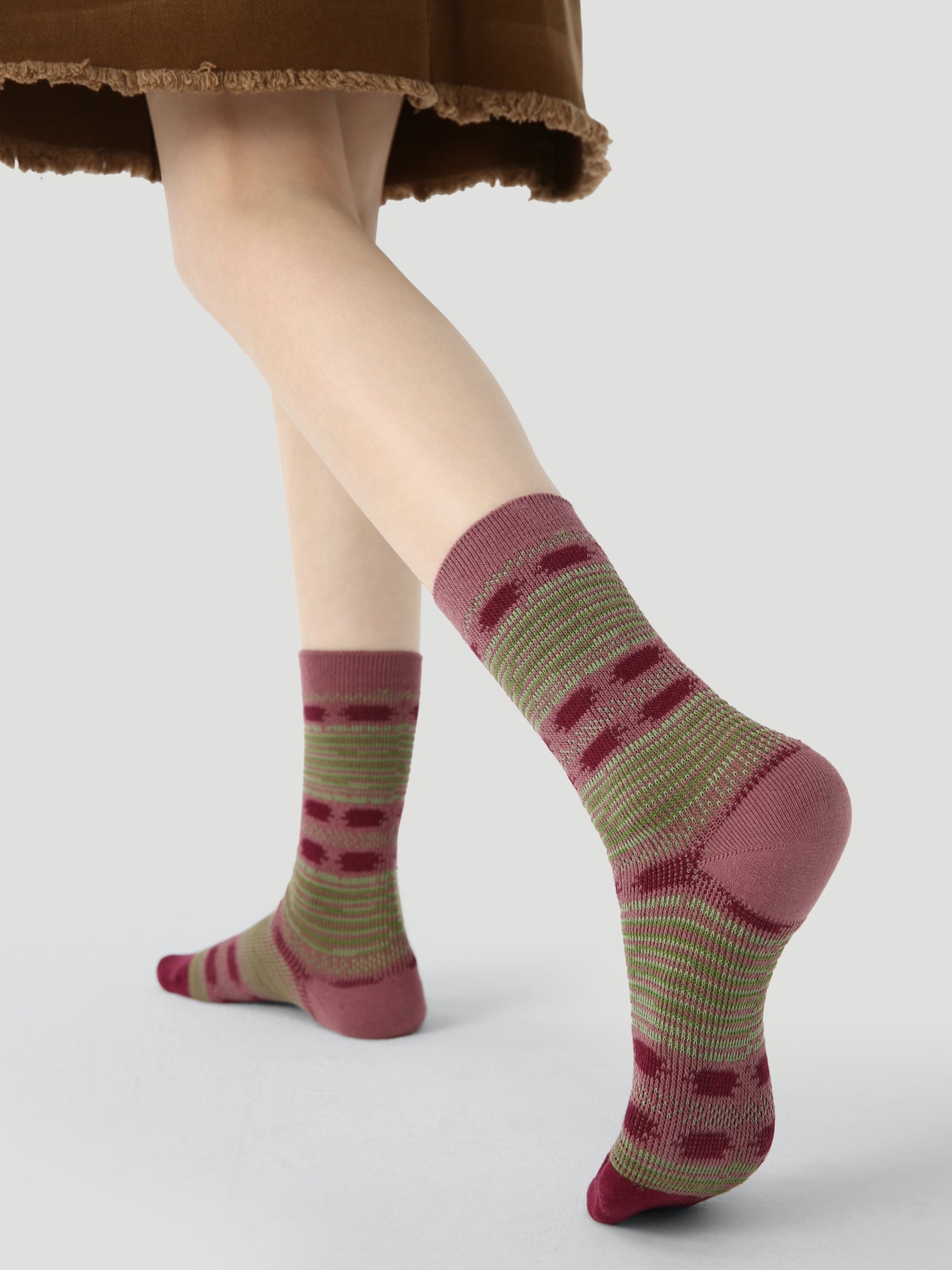 Women's Grid Rhythm in Coffee Berry-3 Pack