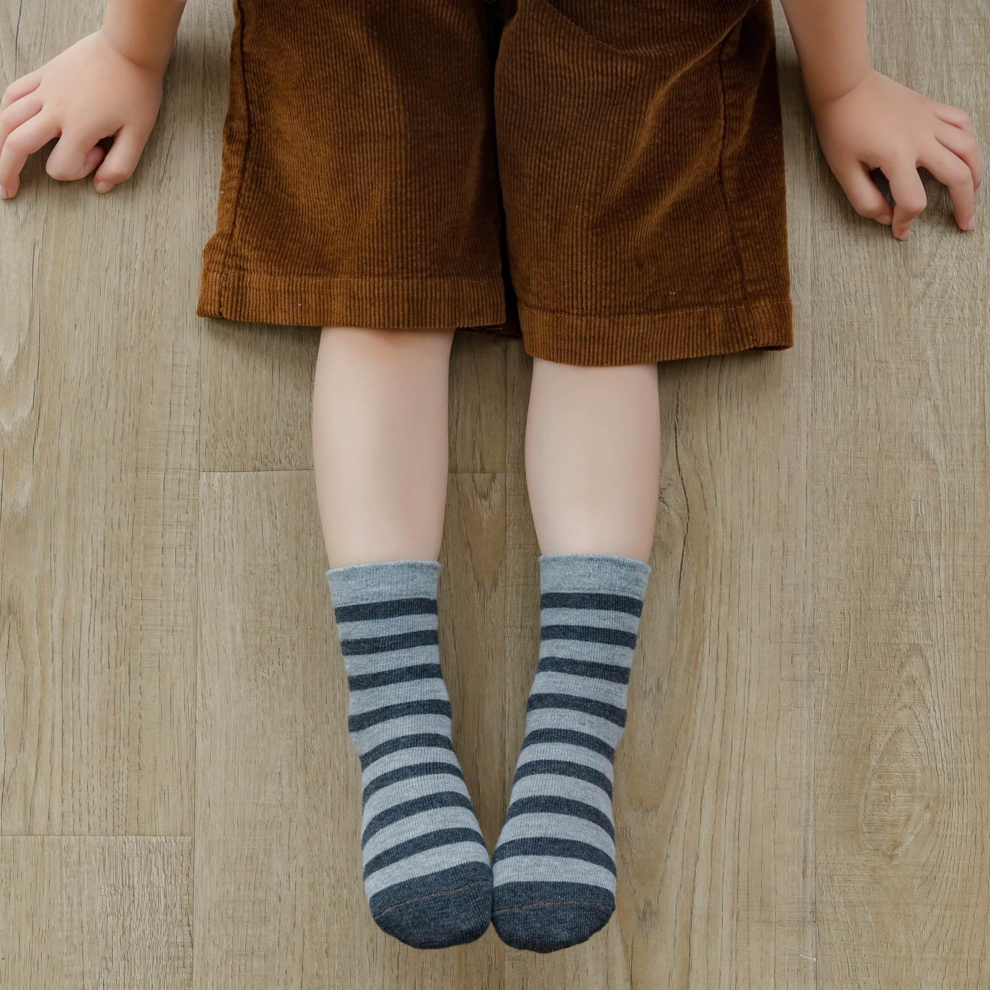 Kid's Bear & Stripe Crew Socks - 5 Pairs - Weavasocks