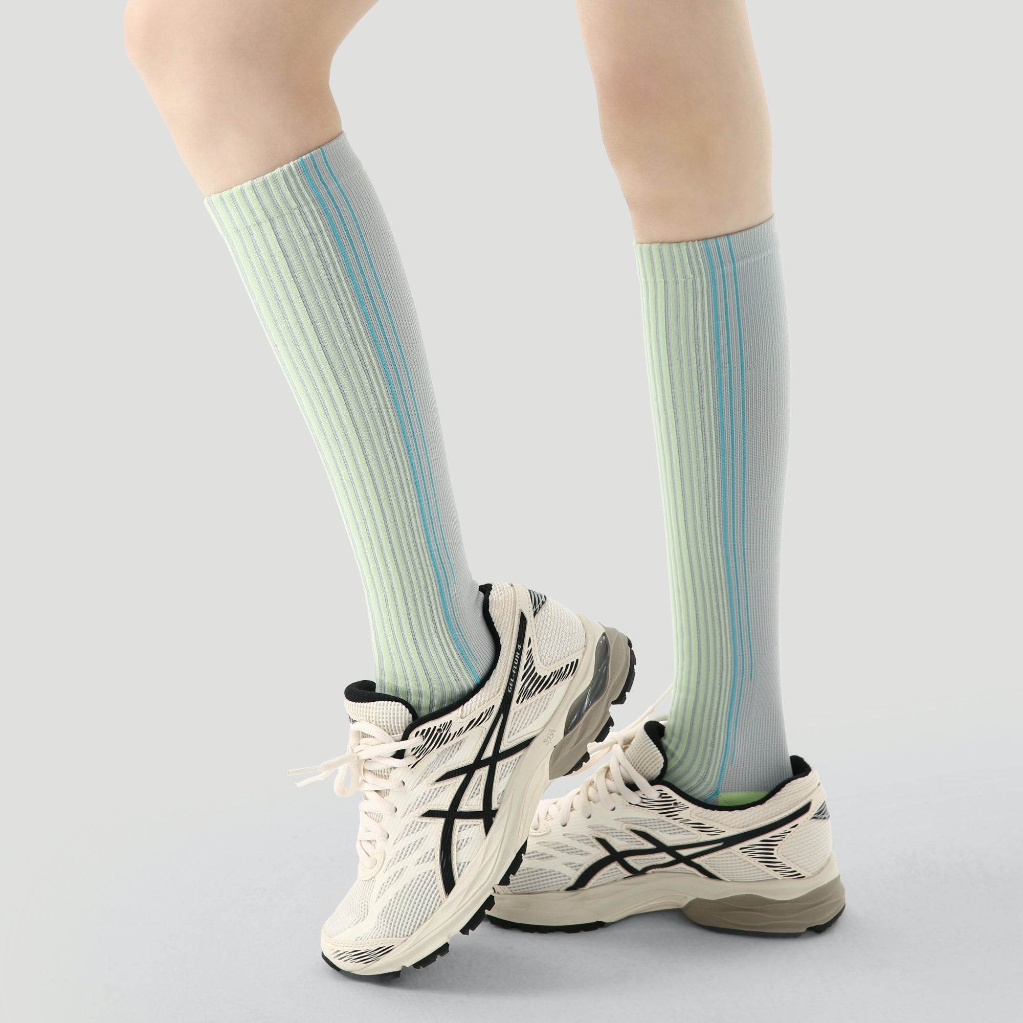 Women's Performance Knee-High Hiking Socks - Grey & Neon Volt