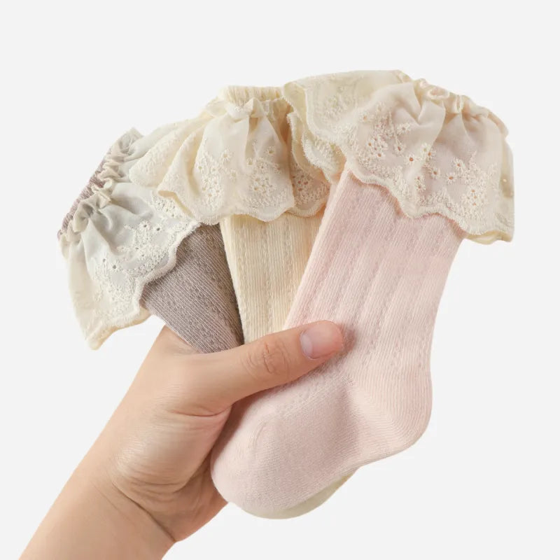 Babies Victorian Lace Knee Highs-3 Pairs