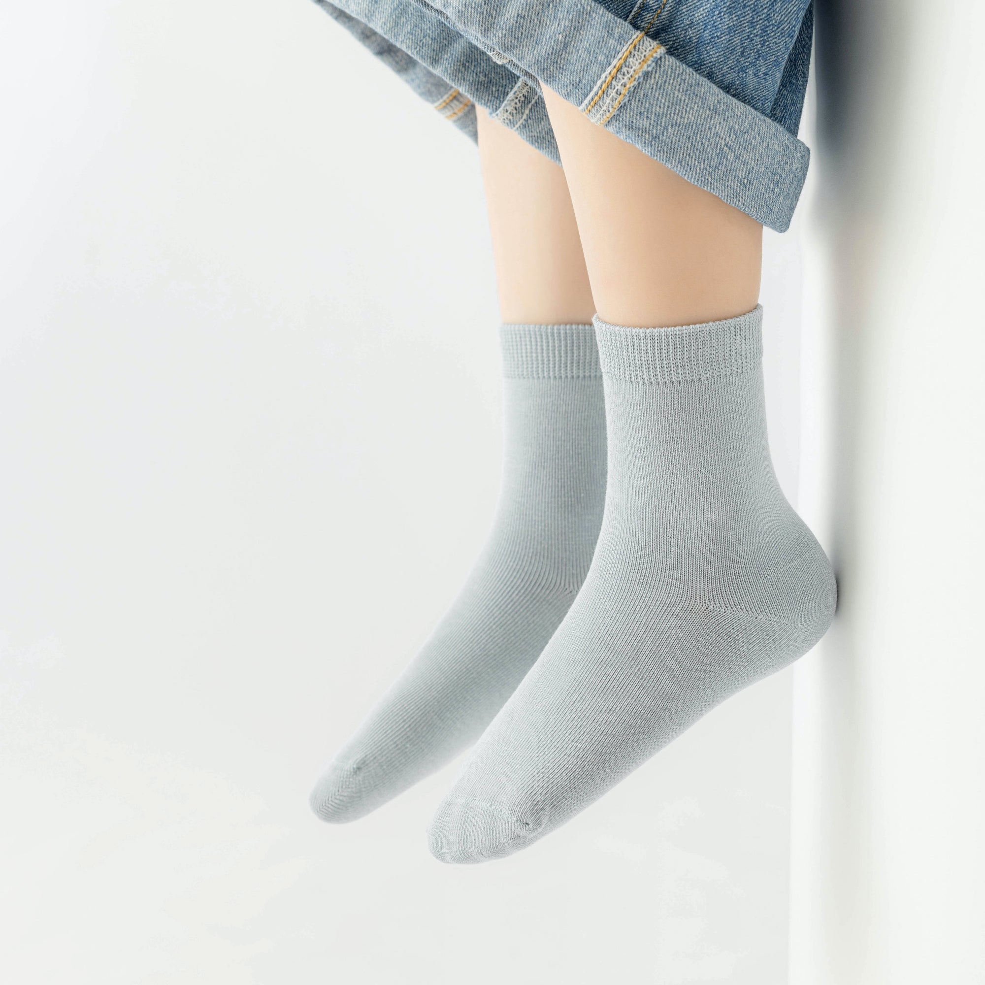 Kid's Organic Cotton Solid Crew Socks Cream - 4 Pairs
