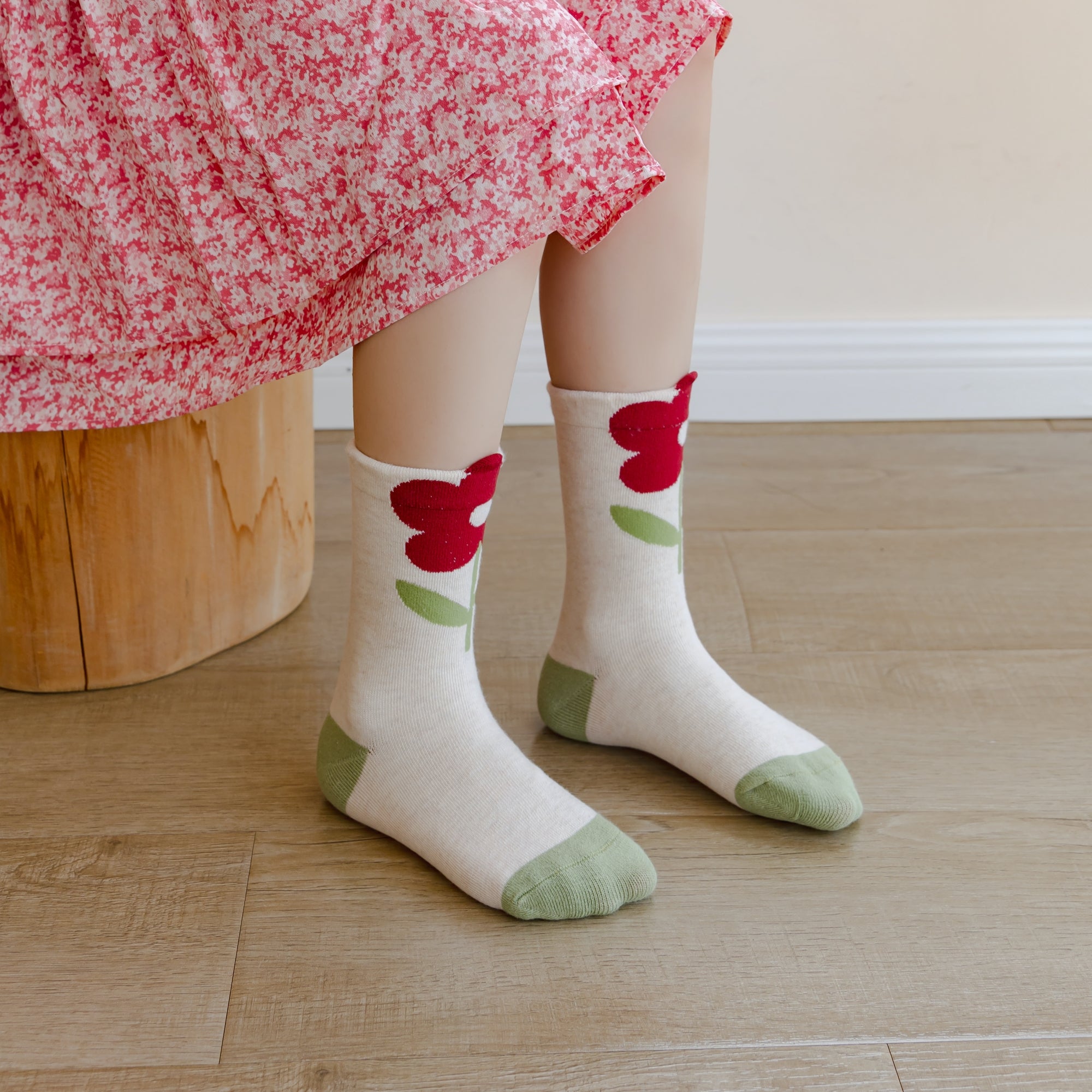 Kid's Girls' Bunny & Floral Crew Socks - 5 Pairs