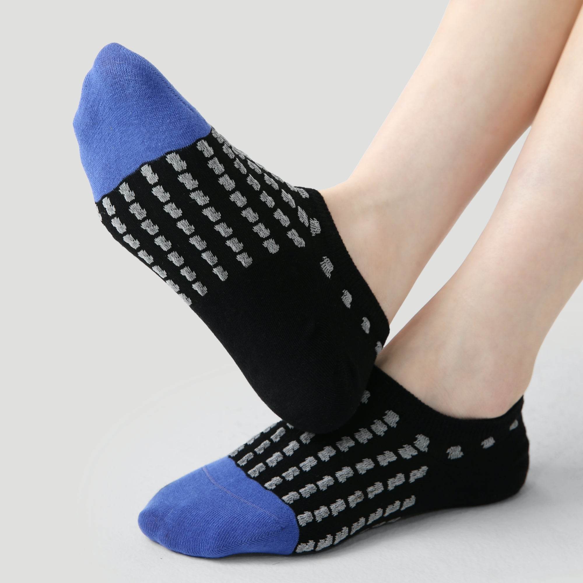 Women's Colorful Patterned No-Show Socks - 3 Pairs