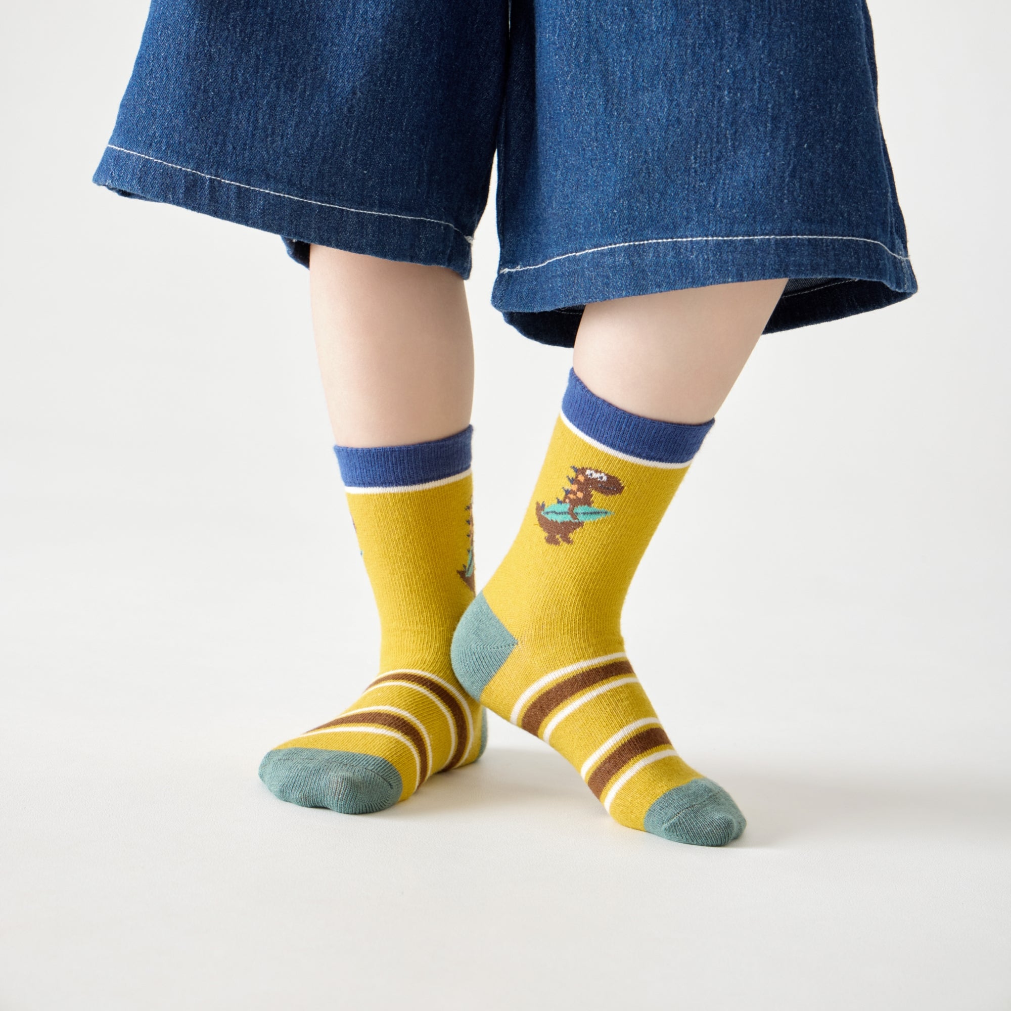 Kid's Retro Dinosaur Crew Socks - 5 Pairs