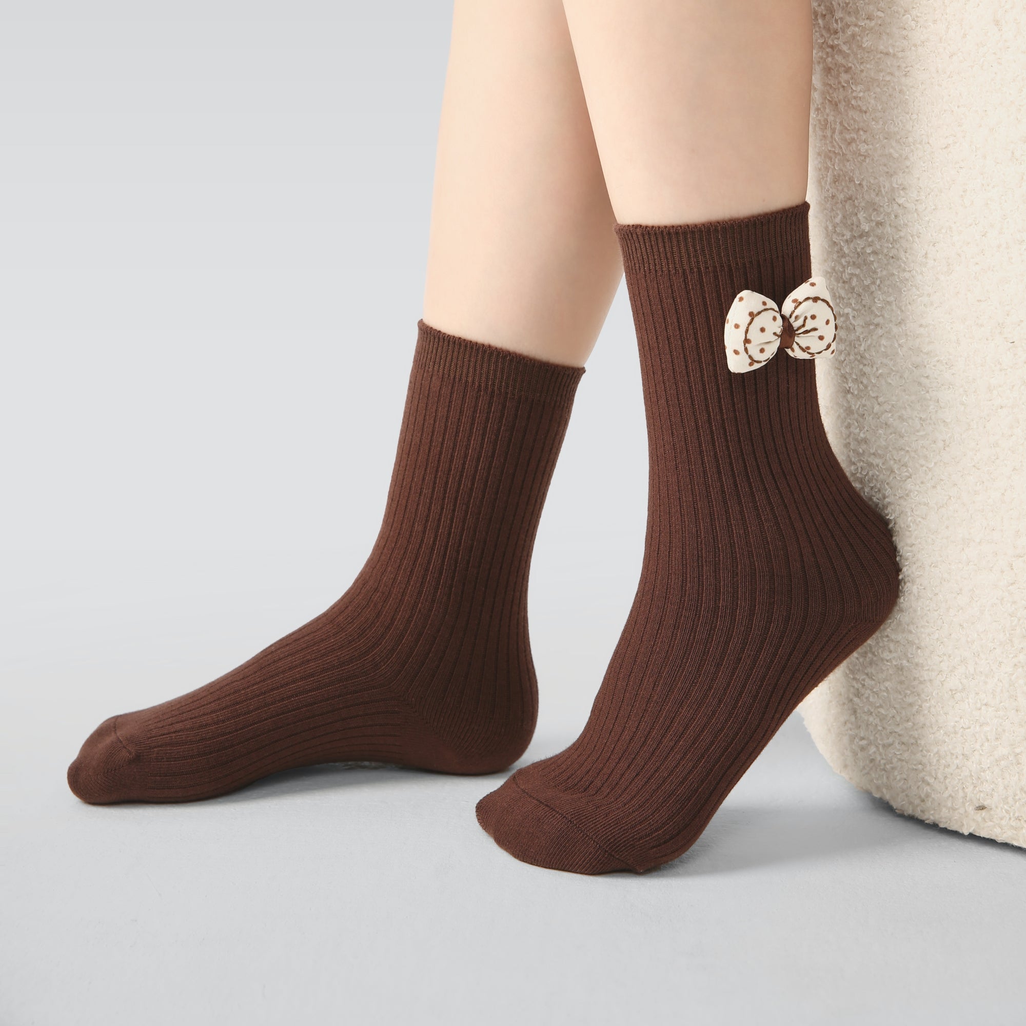 Kid's Girls' Earthy Bow Crew Socks - 3 Pairs