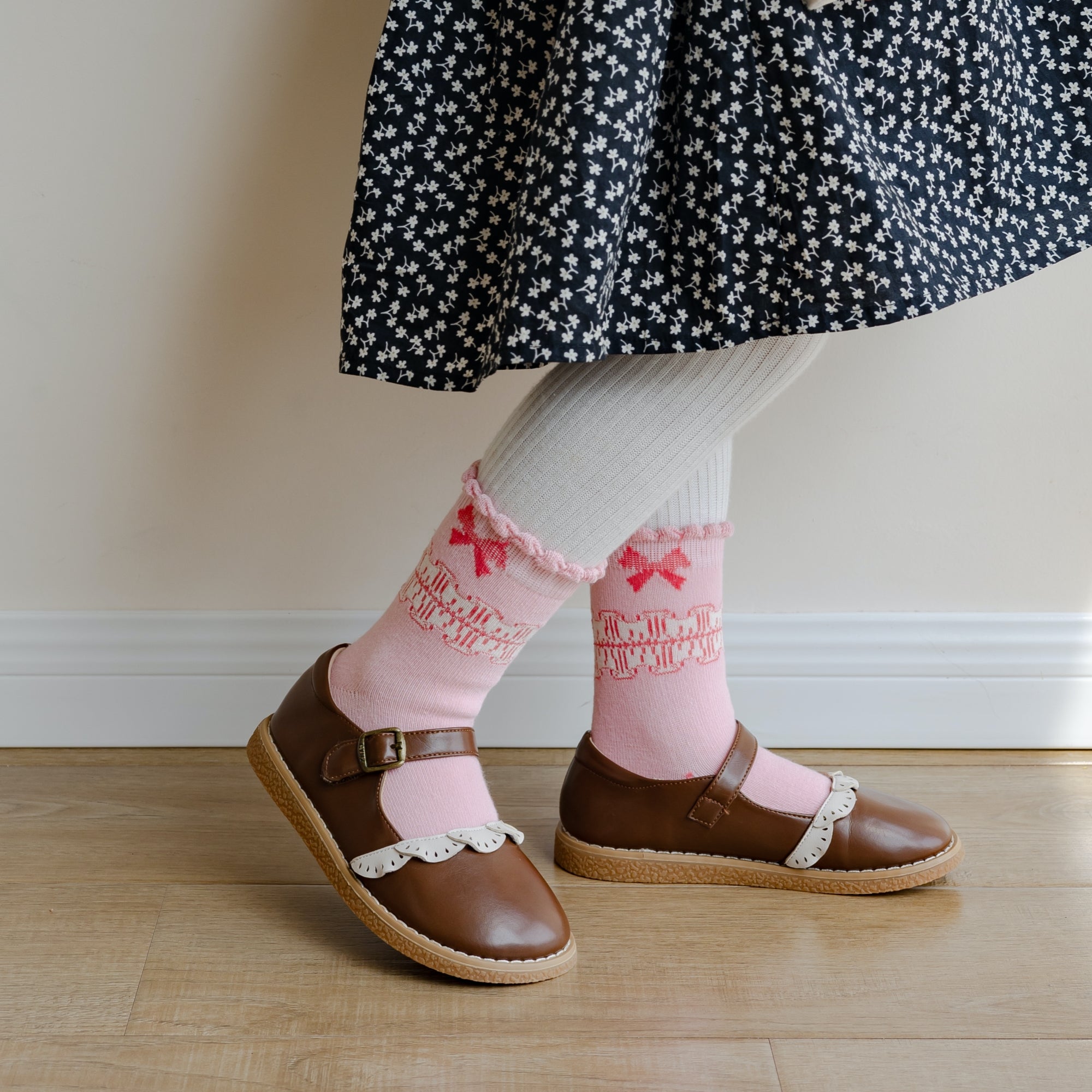 Kid's Girls' Bow & Floral Crew Socks - 5 Pairs