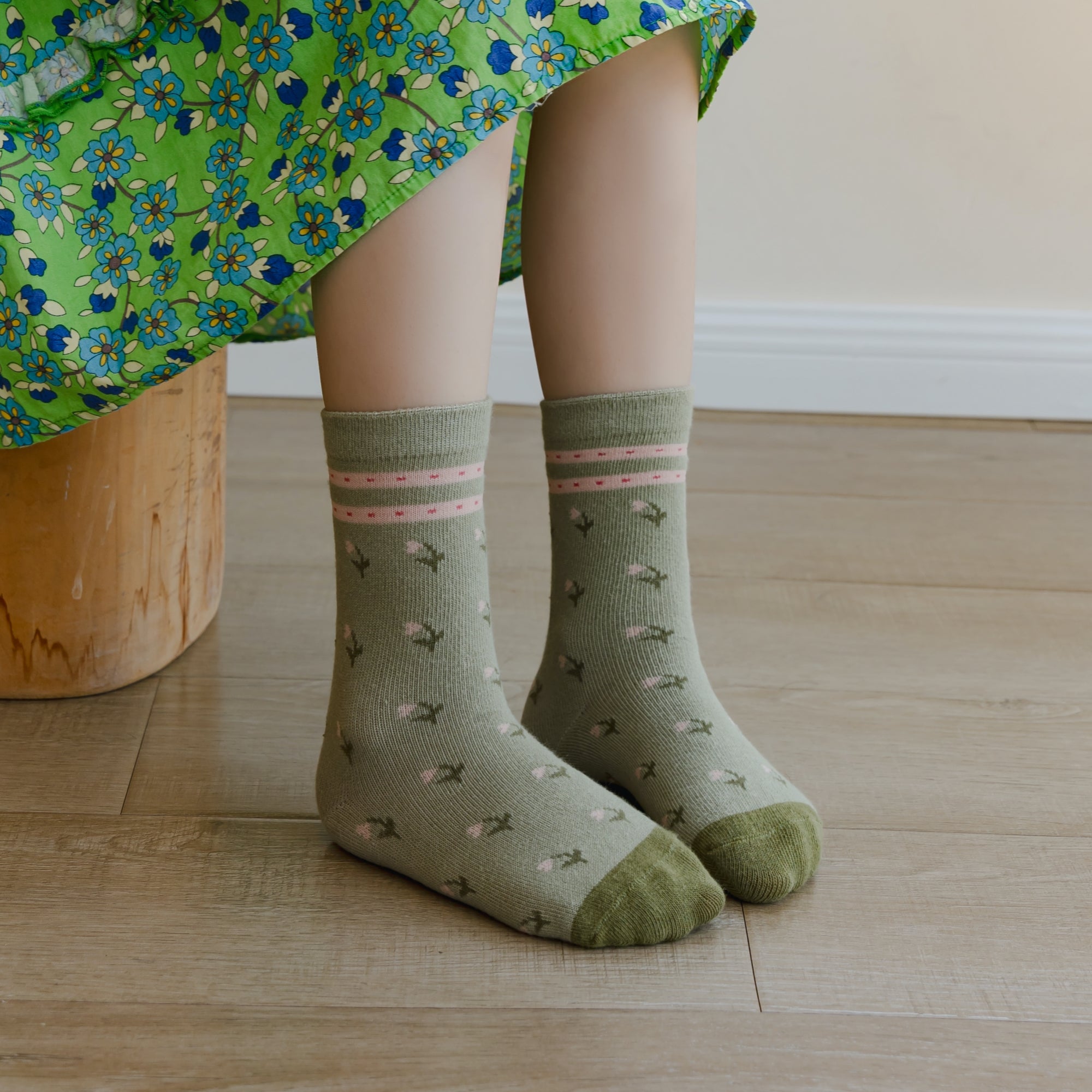 Kid's Girls' Woodland Fawn & Floral Crew Socks - 5 Pairs