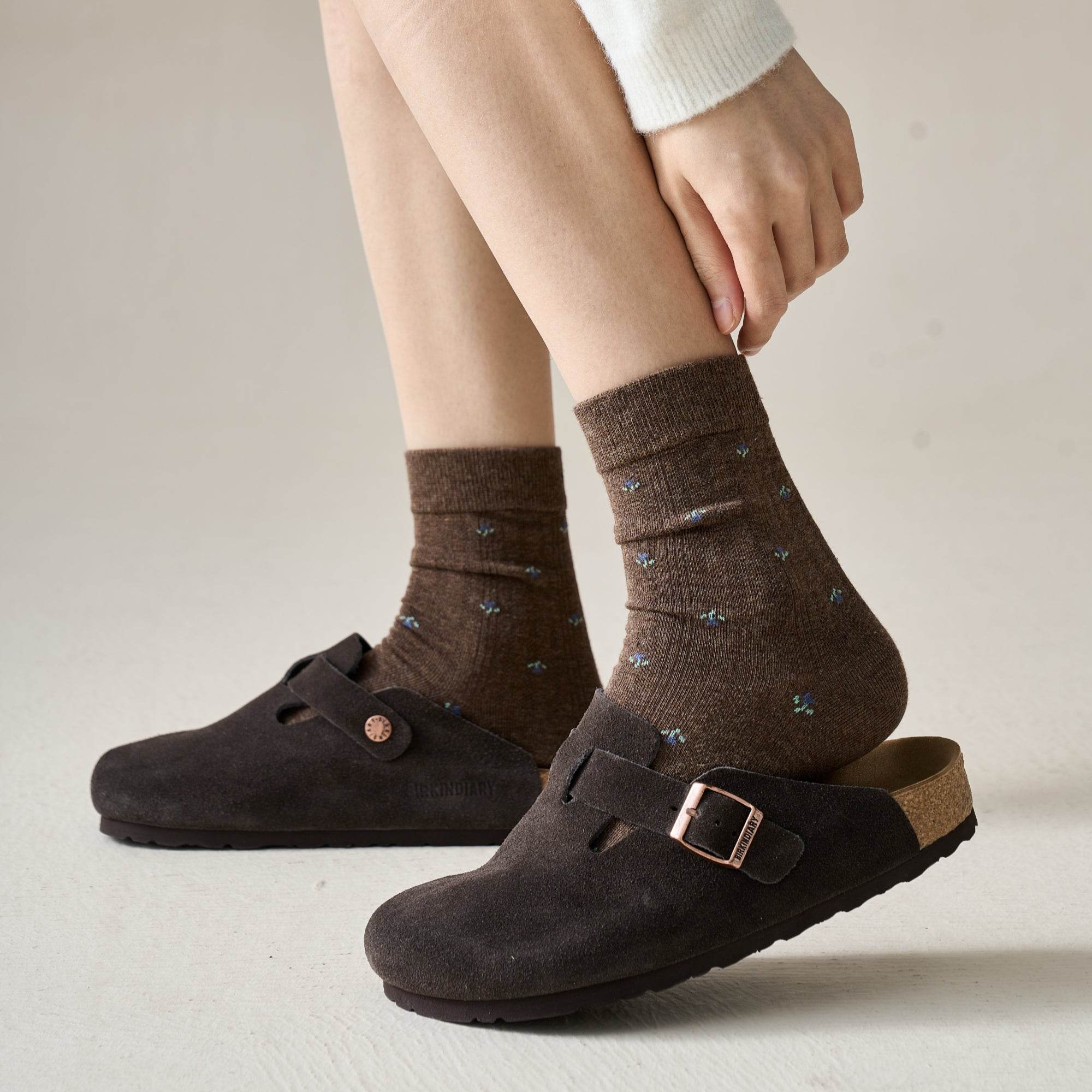 Women's Ditsy Floral Ribbed Cotton Socks - Single Pair