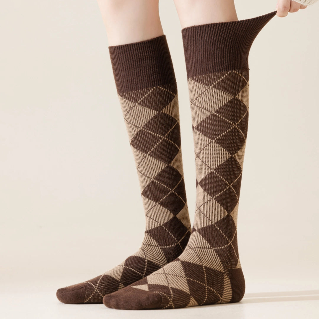 Preppy Argyle Knee Highs