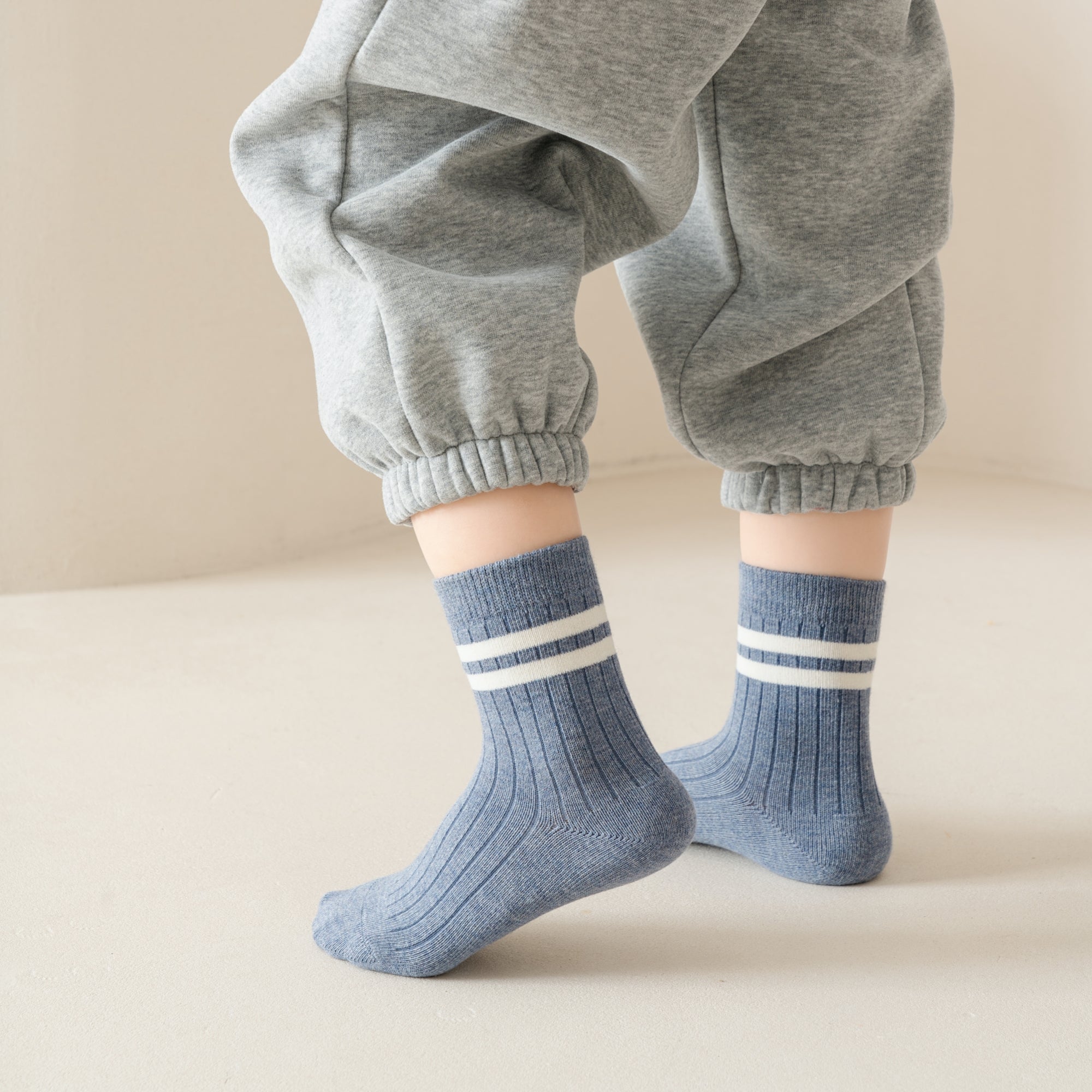 Kid's Classic Stripe Ribbed Crew Socks - 5 Pairs