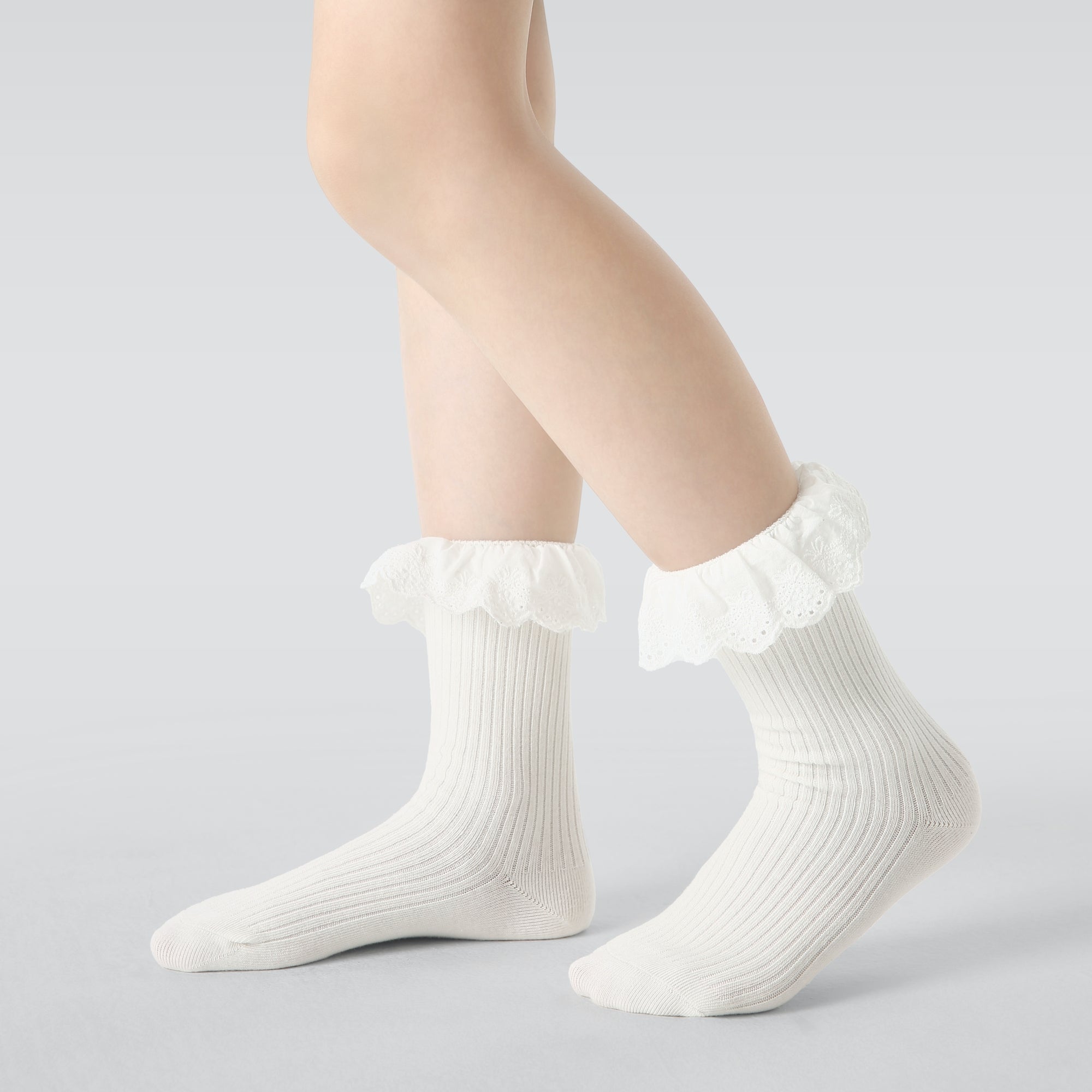 Kid's Girls' Elegant Ribbed Crew Socks - 3 Pairs