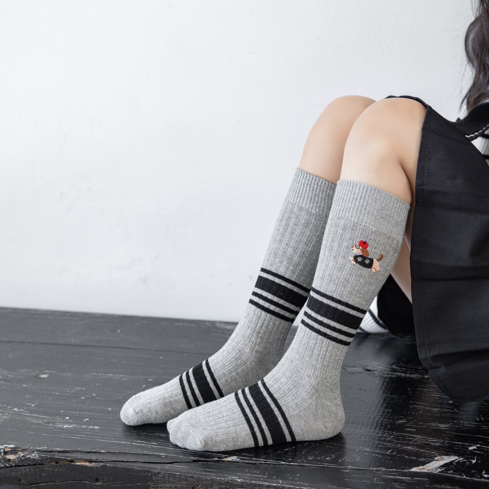 Kid's Preppy Pup Crew Socks - 2 Pairs