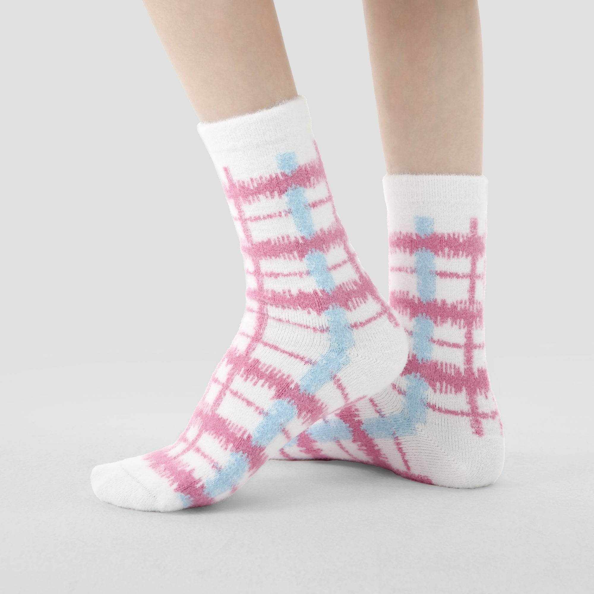 Women's Polka Dot & Plaid Cozy Socks - 3 pairs