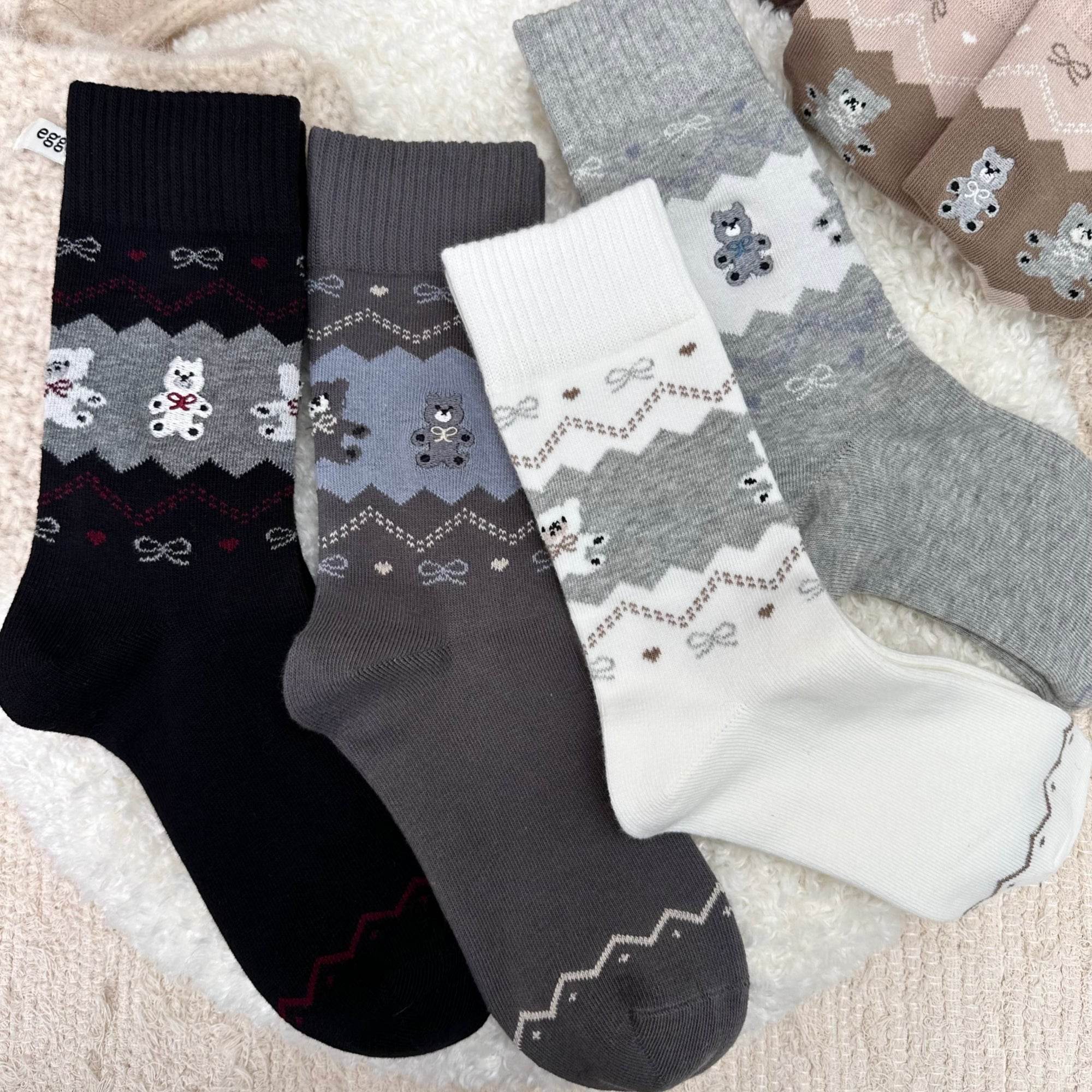 Women's Cozy Teddy Bear Crew Socks - Single Pair