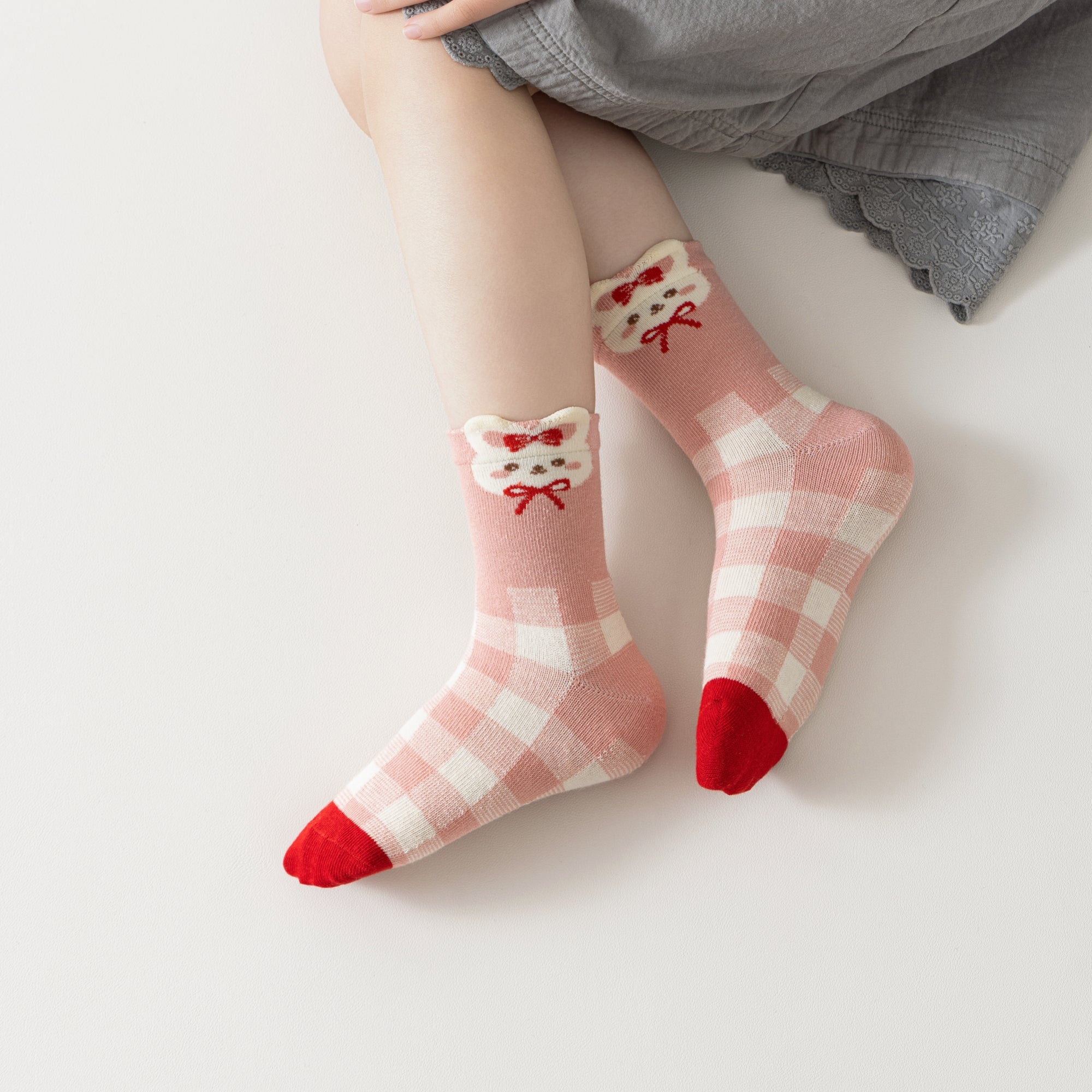 Kid's Sweet Bunny & Cherry Socks - 5 Pairs
