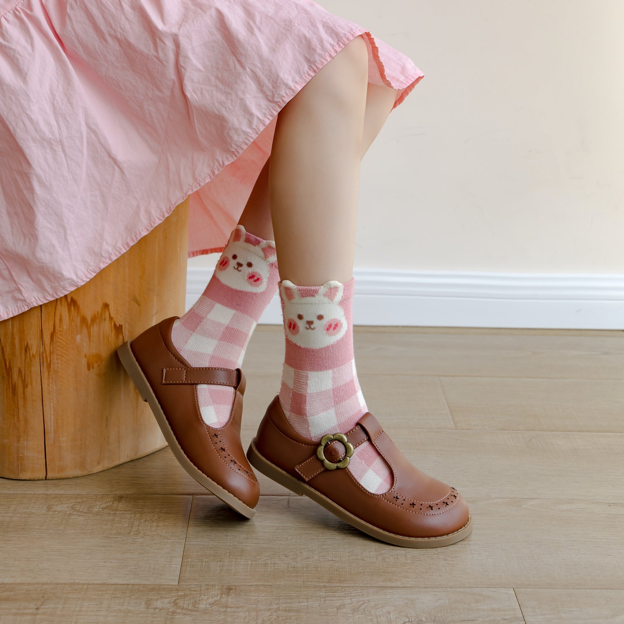 Kid's Girls' Bunny & Cherry Crew Socks - 5 Pairs