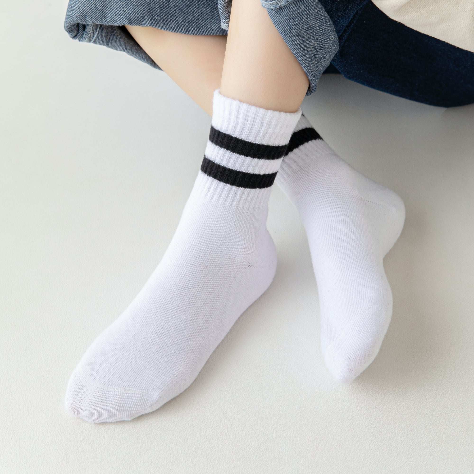 Kid's Retro Stripe Crew Socks - 3 Pairs