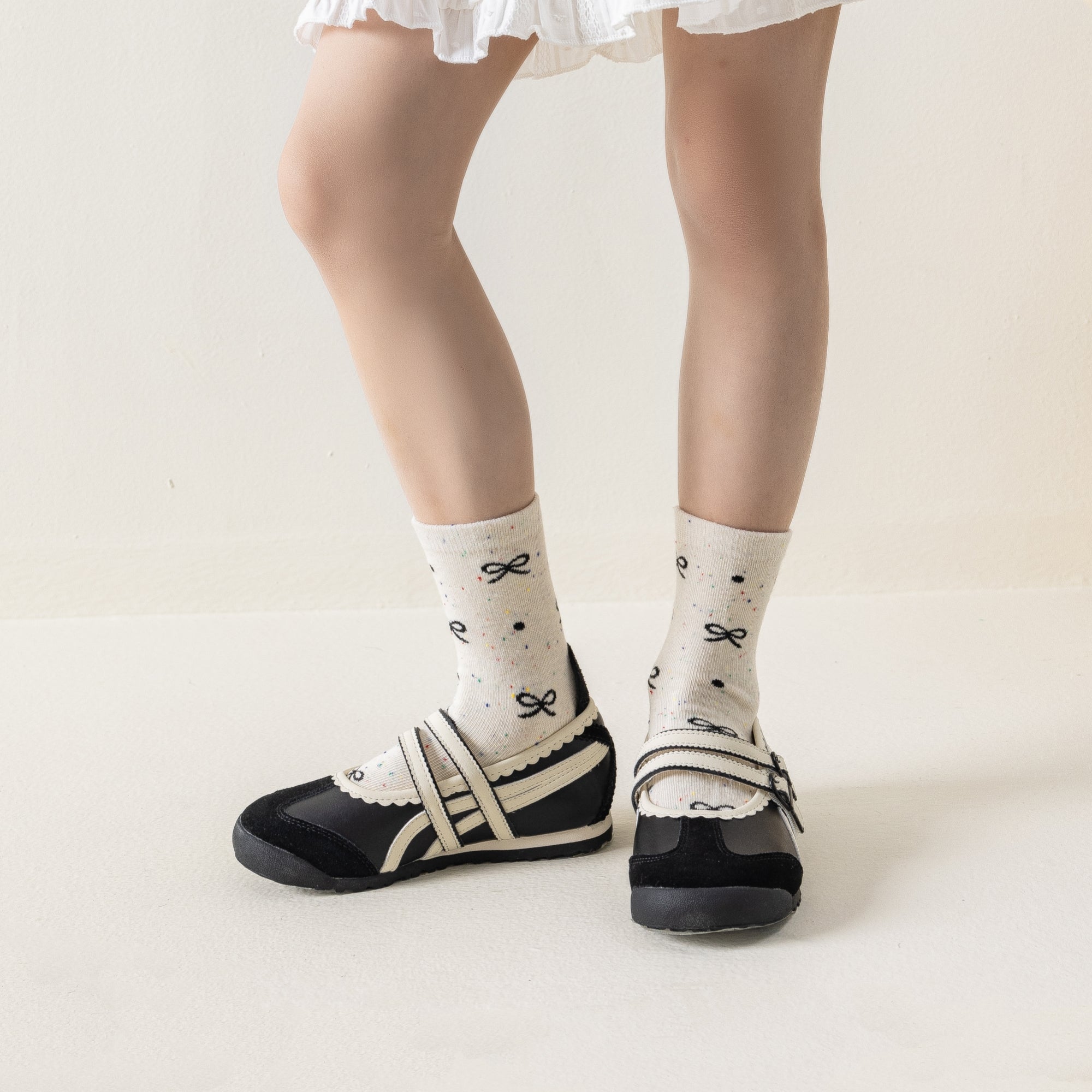Kid's Confetti Bow Crew Socks - 5 Pairs