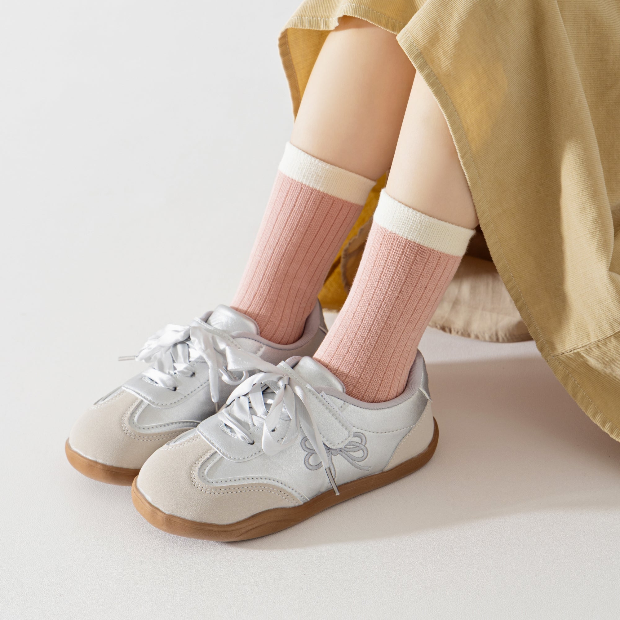 Kid's Color-Cuff Ribbed Crew Socks - 5 Pairs