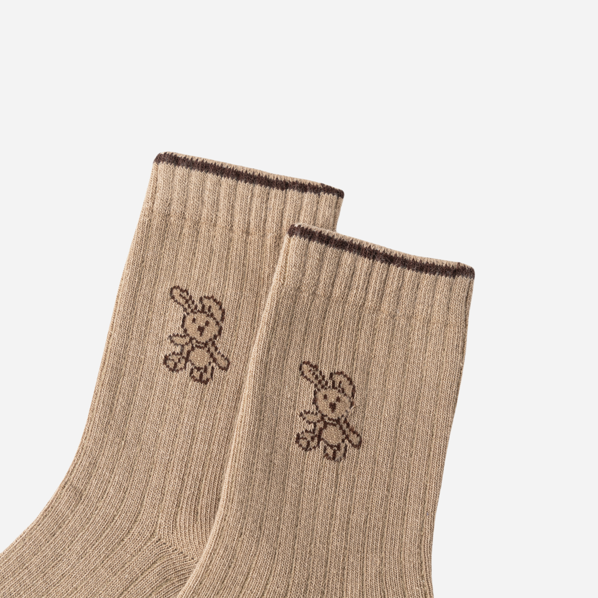Kid's Neutral Ribbed Crew Socks 5 - Pairs