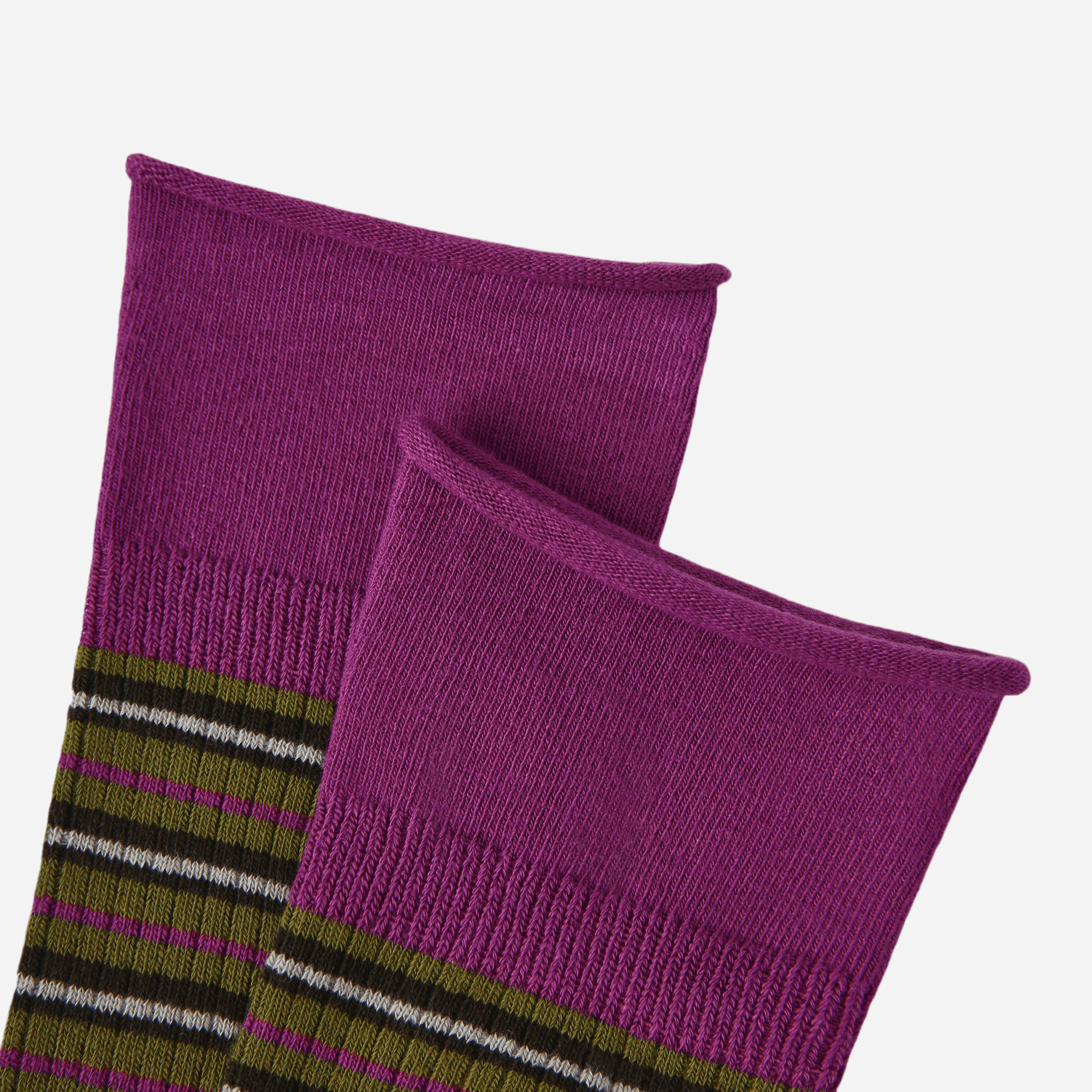 Women's Purple Cuff Stripe Crew Socks - Single Pair