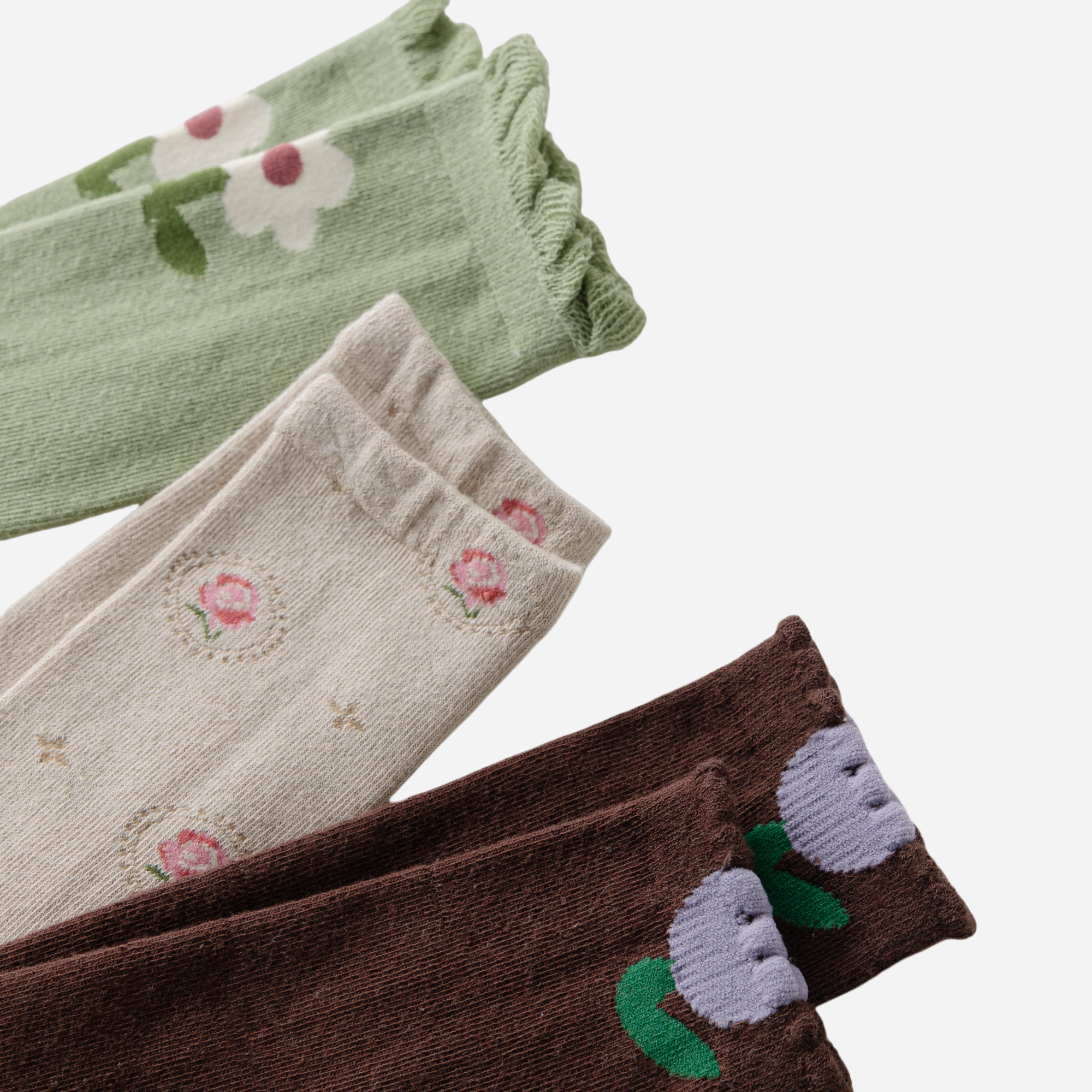 Kid's Girls' Cottage Floral Knee High Socks - 3 Pairs