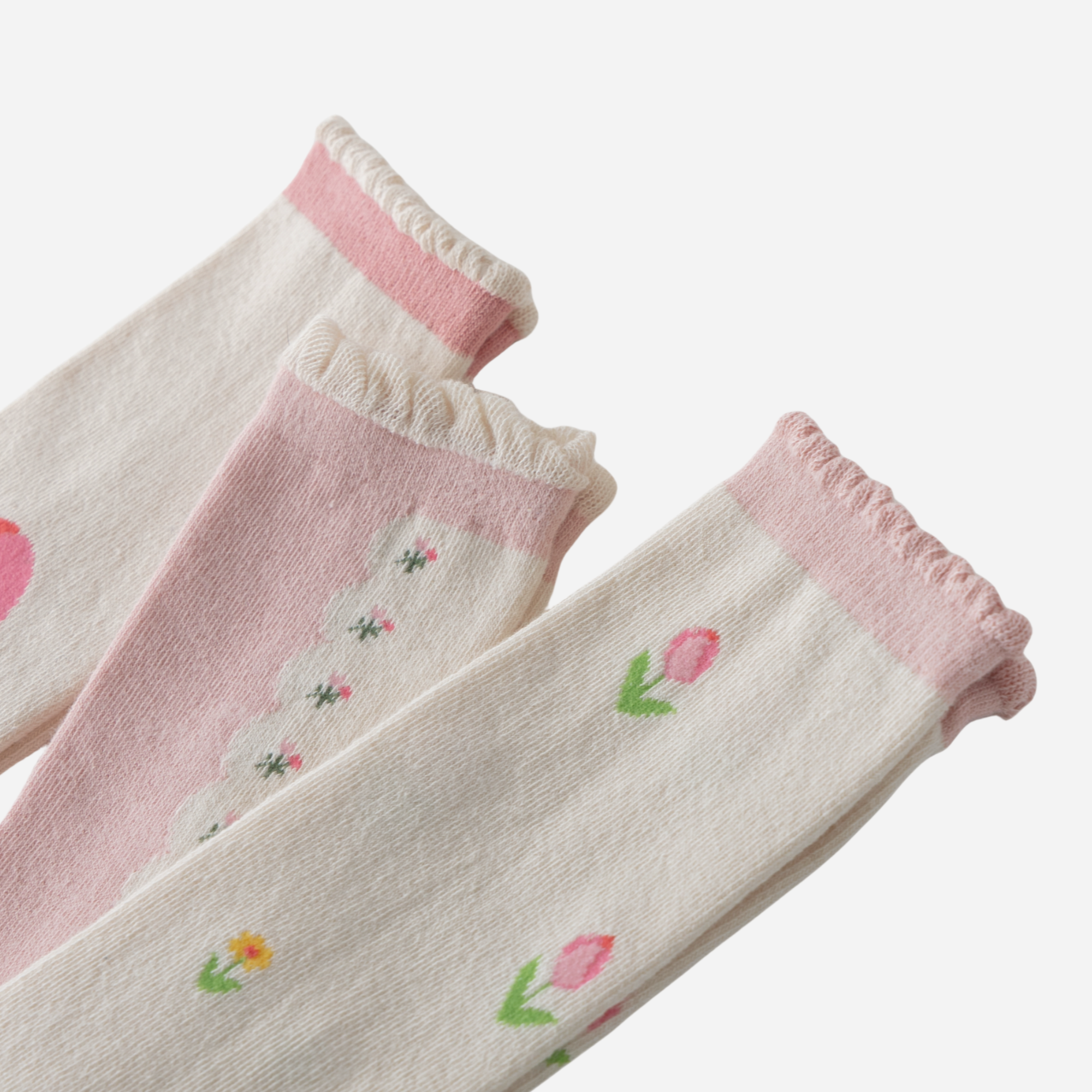 Kid's Girls' Sweet Tulip Floral Knee High Socks - 3 Pairs
