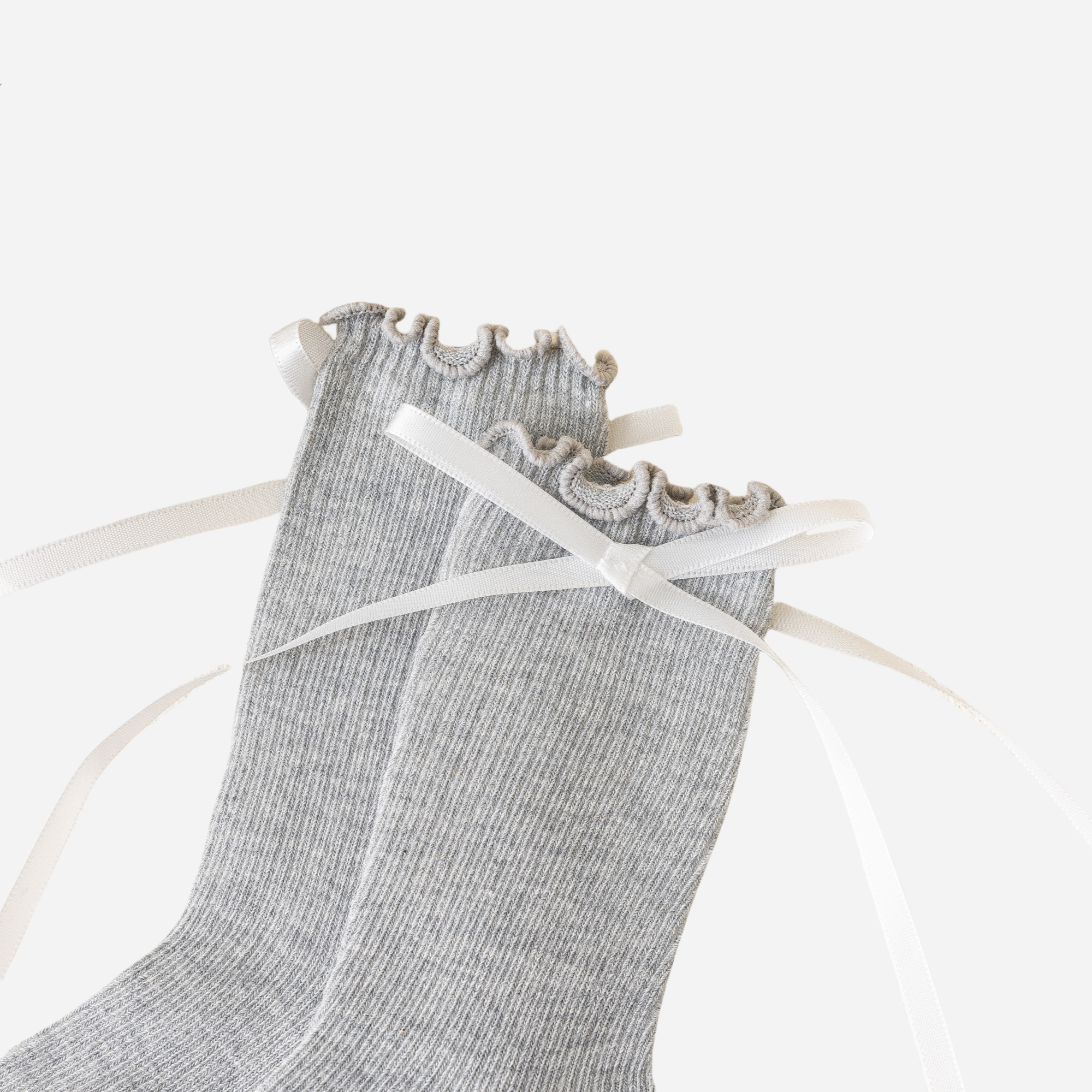 Kid's Ribbon Tie Ruffle Socks - 2 Pairs