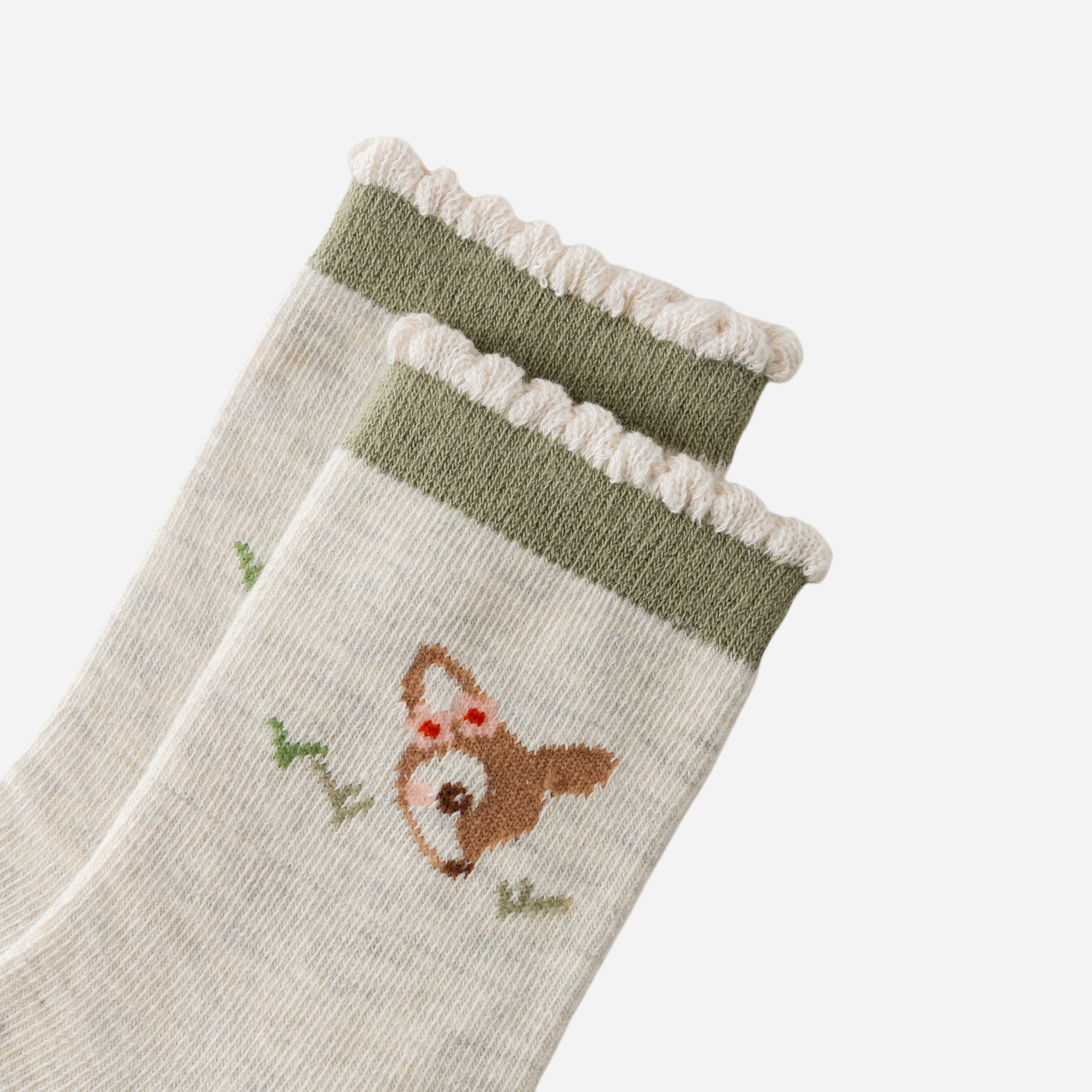 Kid's Girls' Woodland Fawn & Floral Crew Socks - 5 Pairs