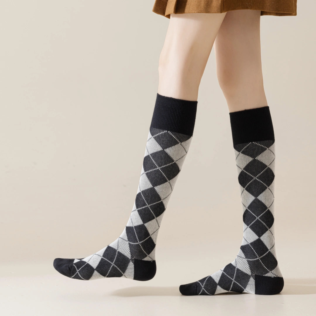 Preppy Argyle Knee Highs