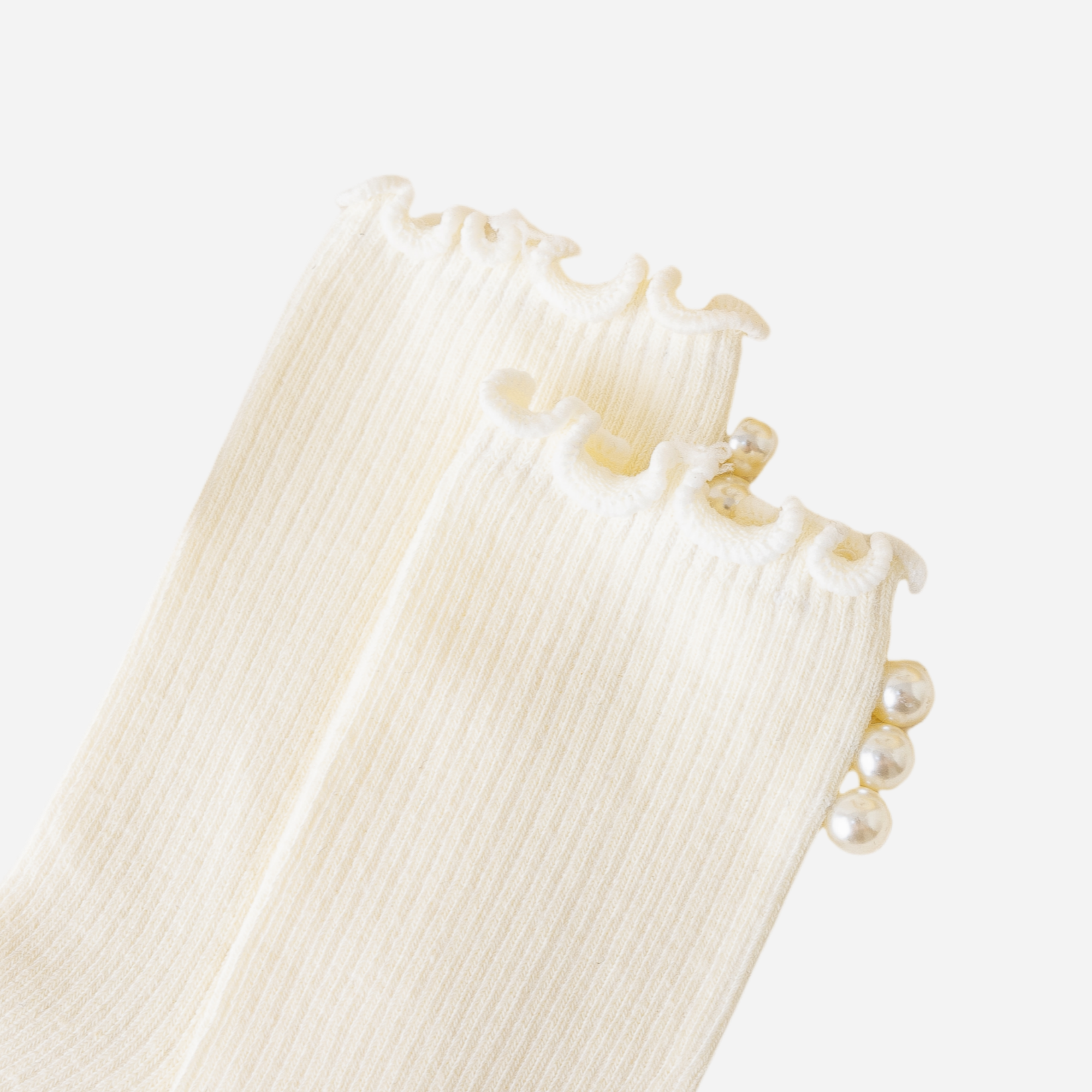 Kid's Sweet Pearl Trim Socks - 2 Pairs