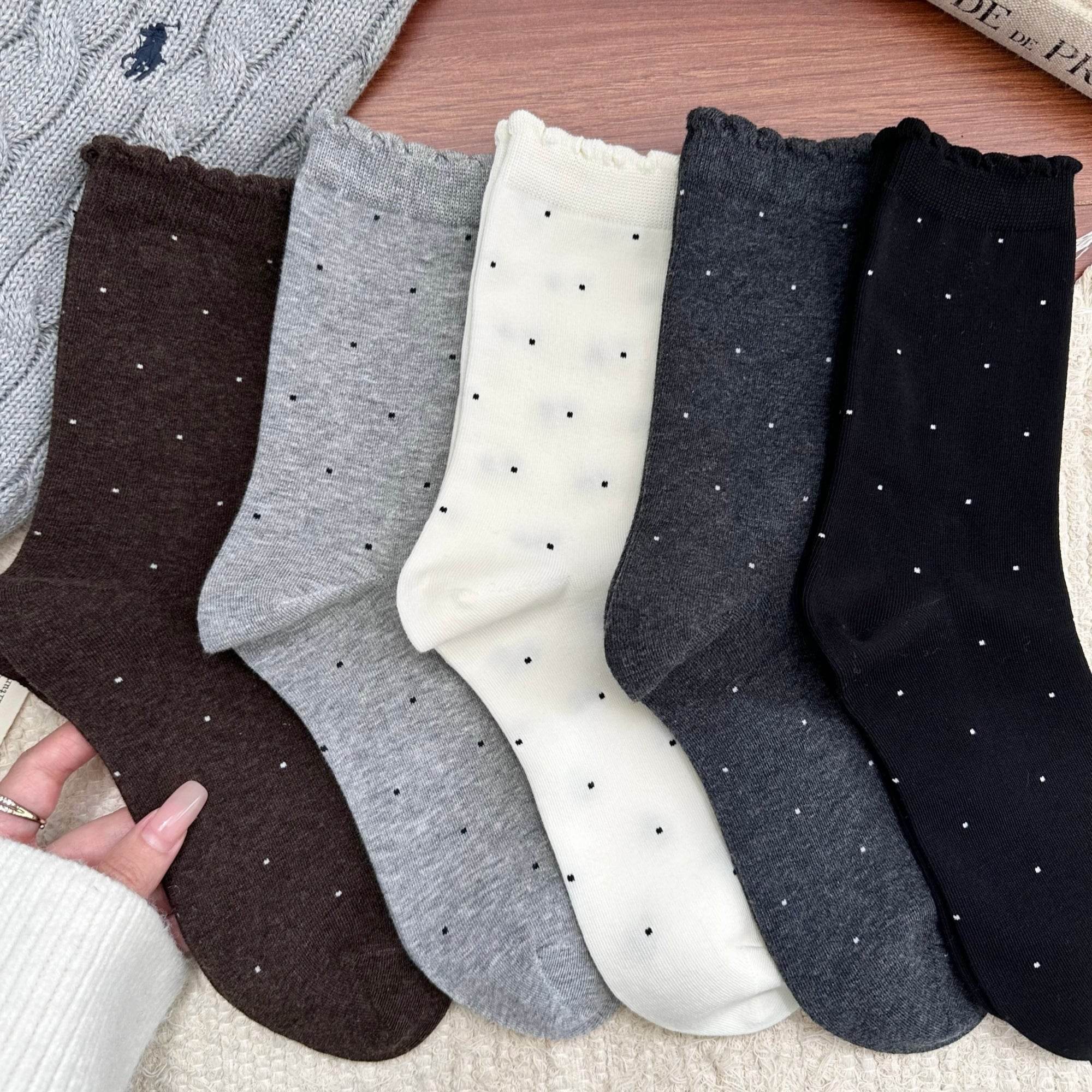 Women's Dainty Dot Ruffle Cuff Socks - Single Pair