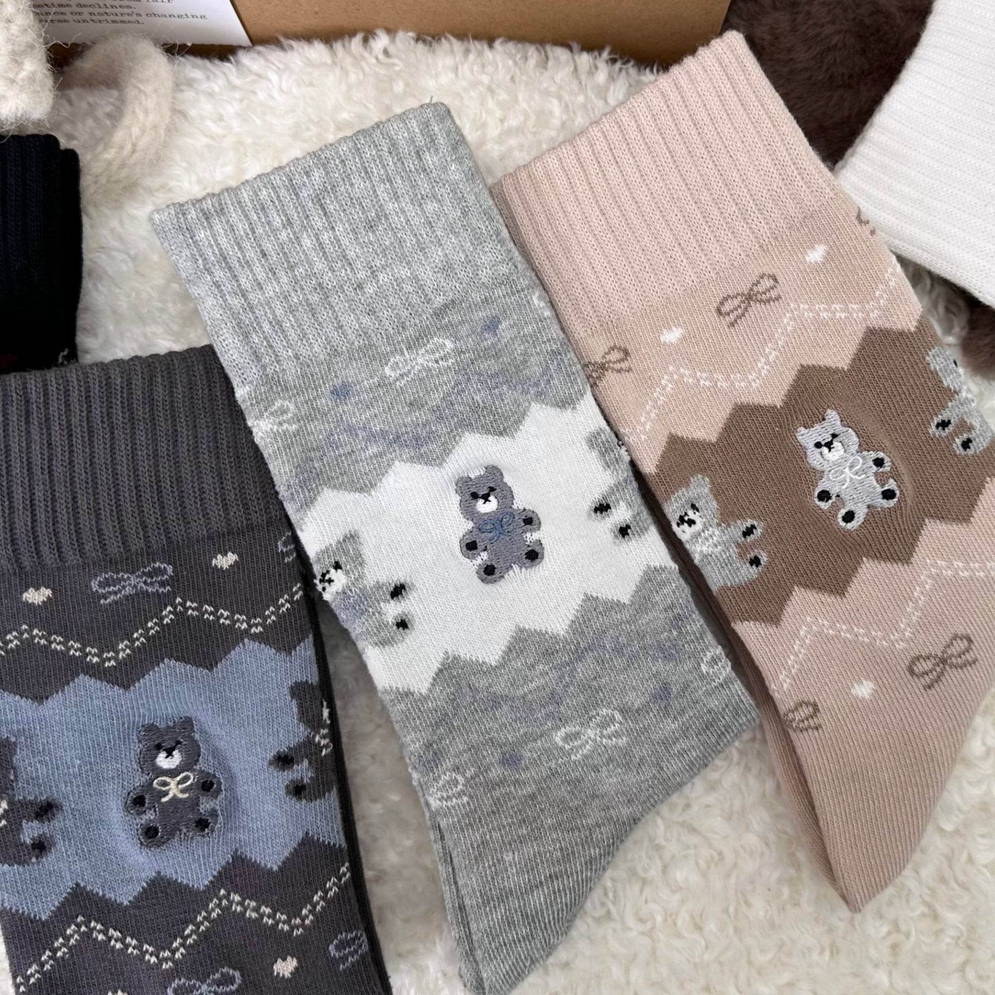 Women's Cozy Teddy Bear Crew Socks - Single Pair