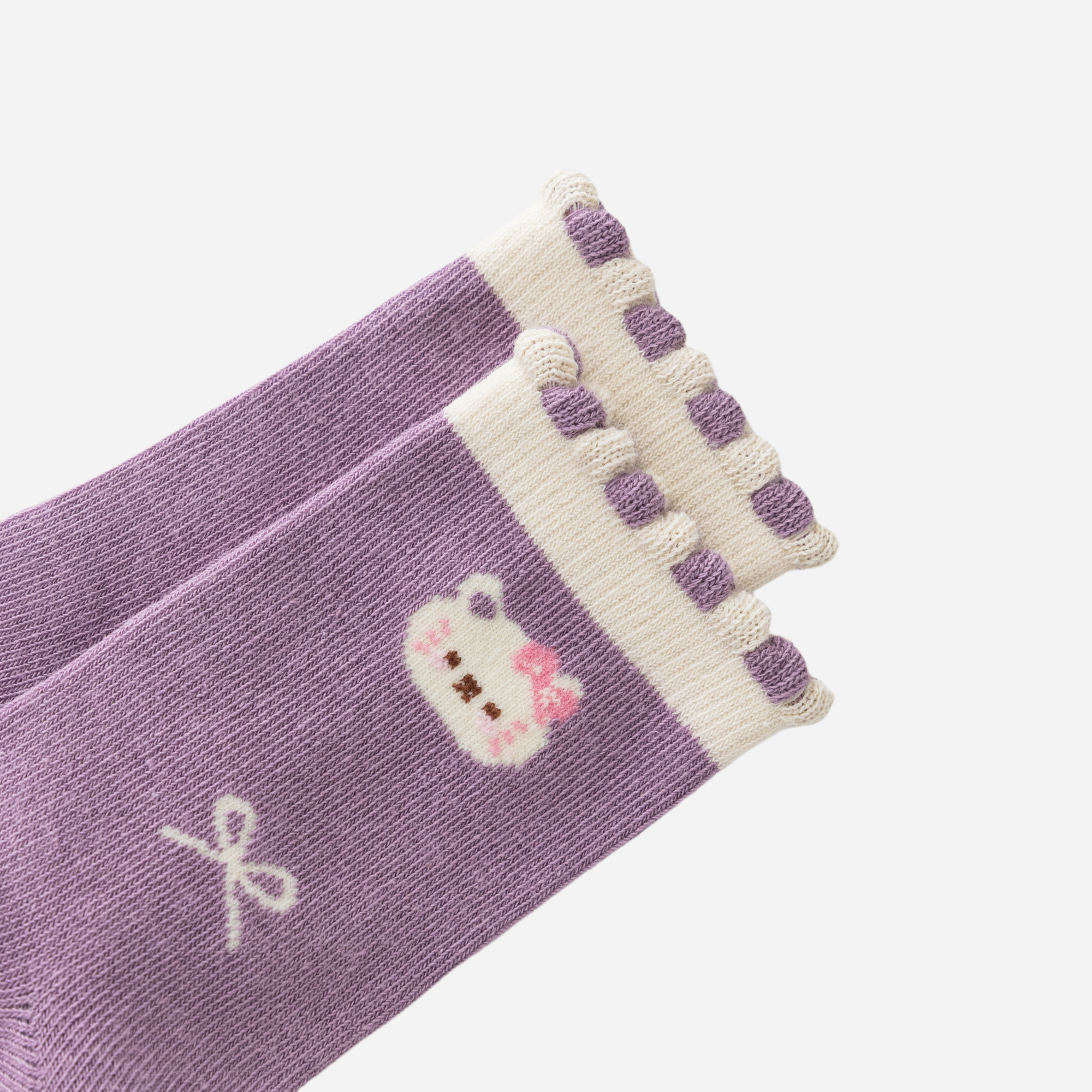 Kid's Lavender Kitten Crew Socks - 5 Pairs