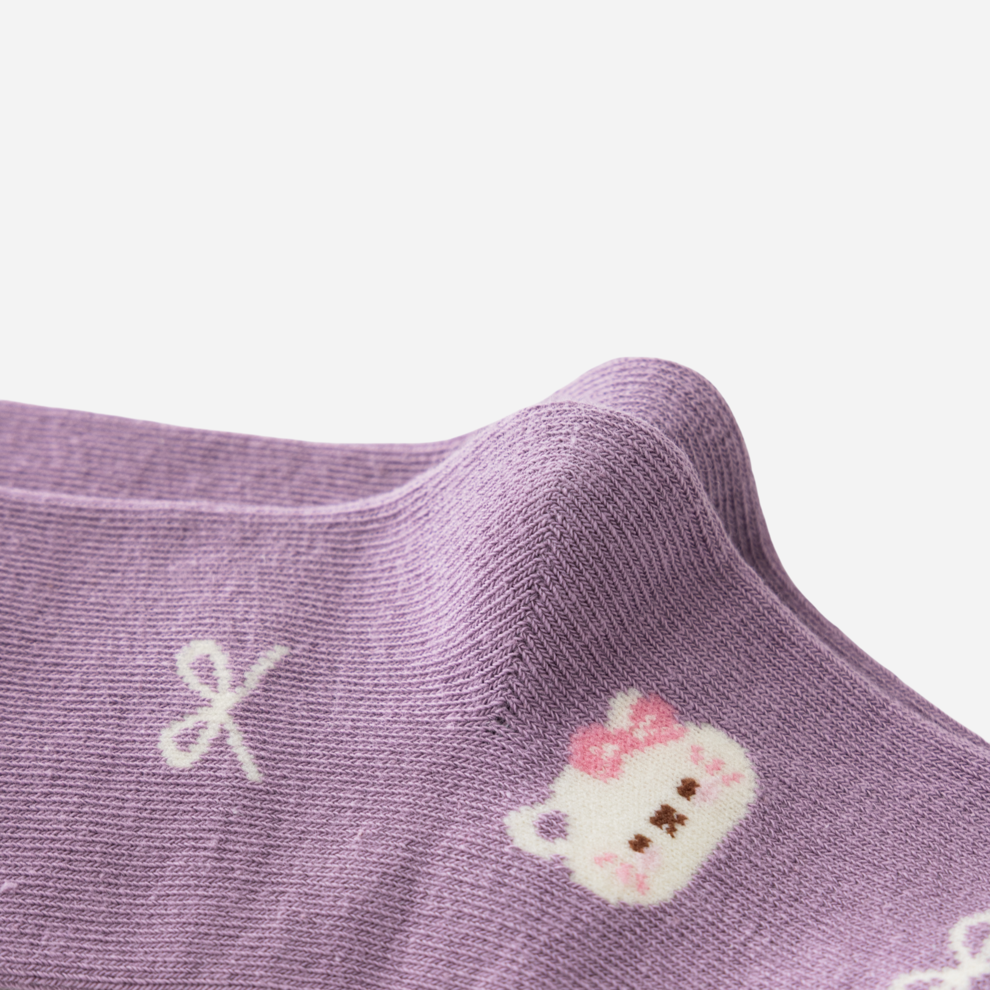 Kid's Lavender Kitten Crew Socks - 5 Pairs
