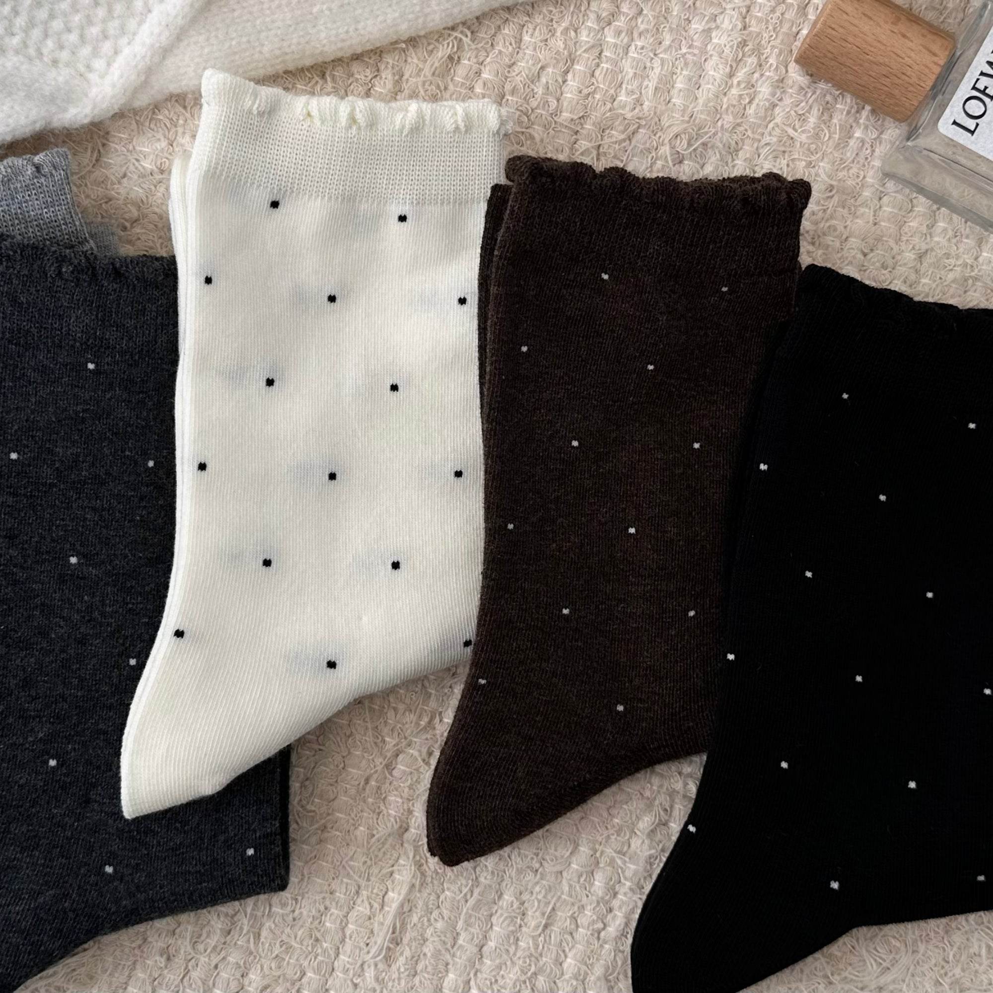 Women's Dainty Dot Ruffle Cuff Socks - Single Pair
