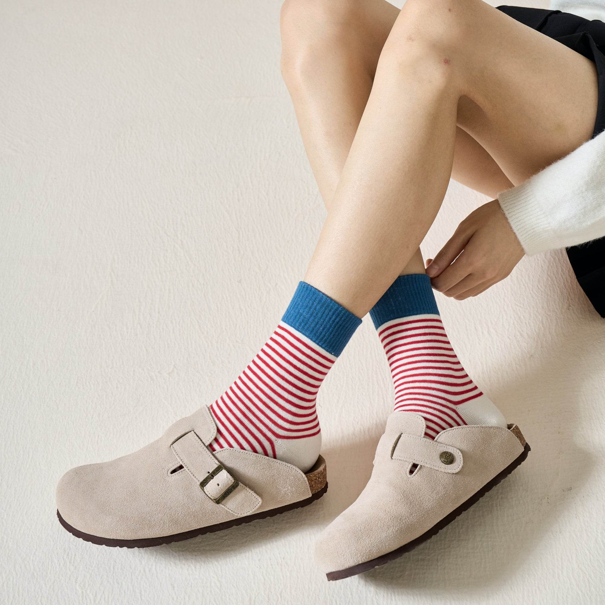 Women's Color Block Cuff Striped Socks - Single Pair