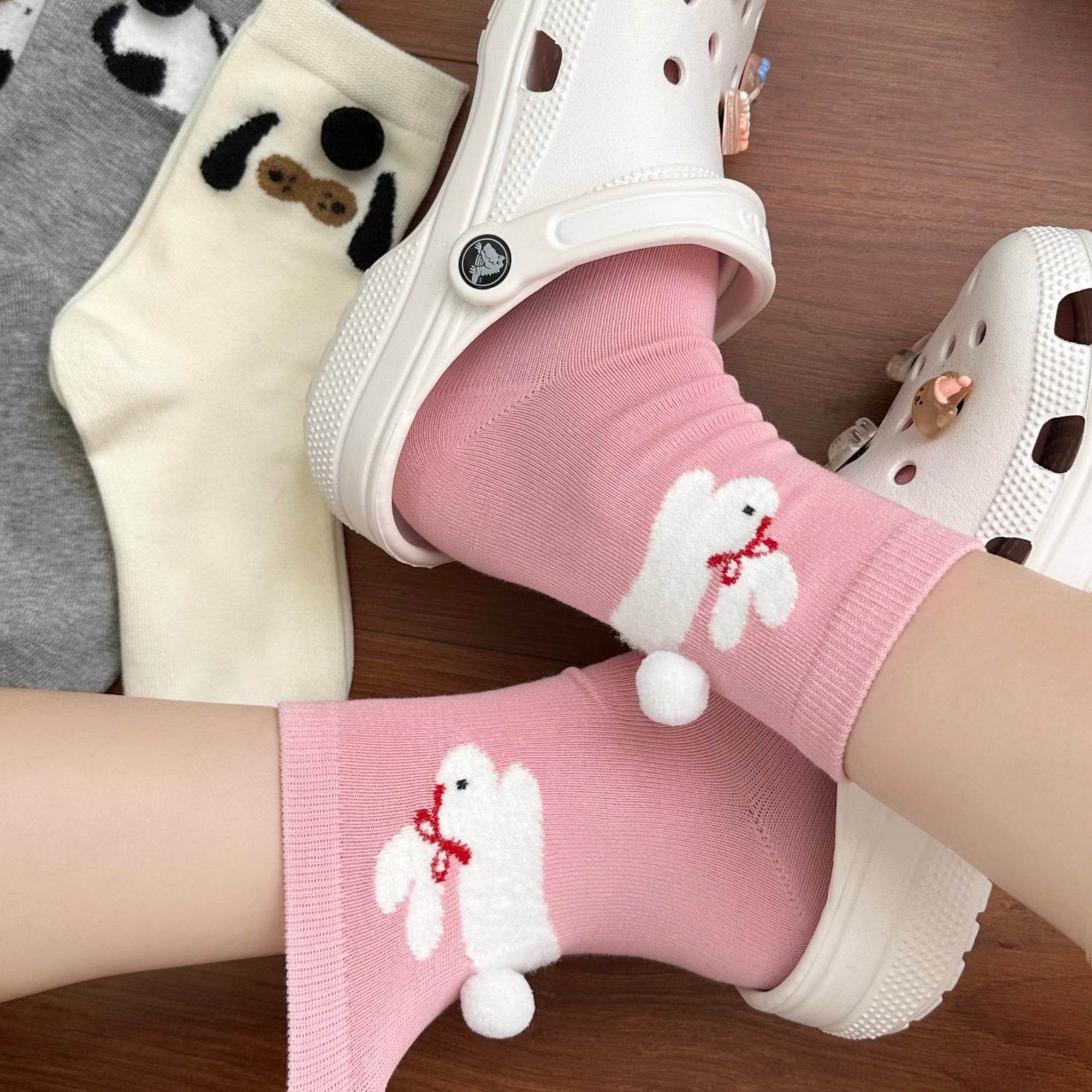 Women's Cute 3D Pom Pom Pet Socks - Single Pair
