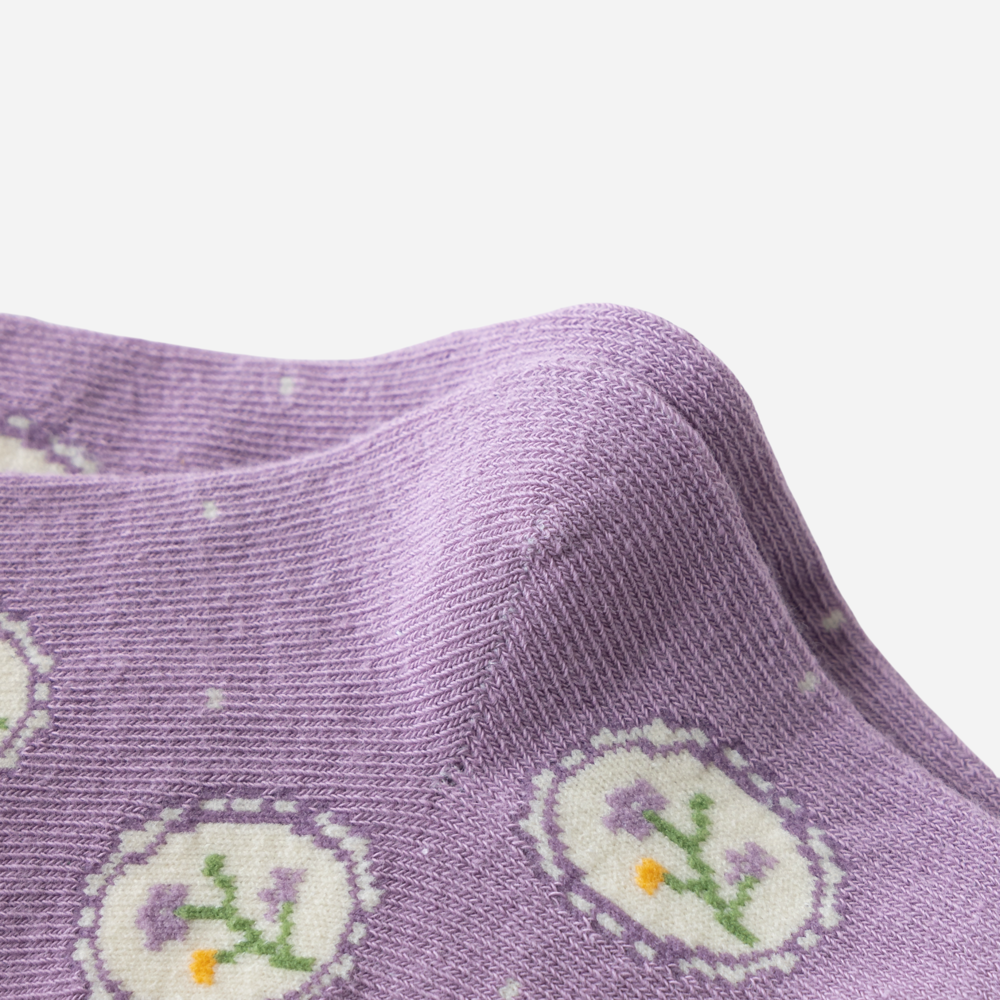 Kid's Girls' Purple Floral Crew Socks - 5 Pairs