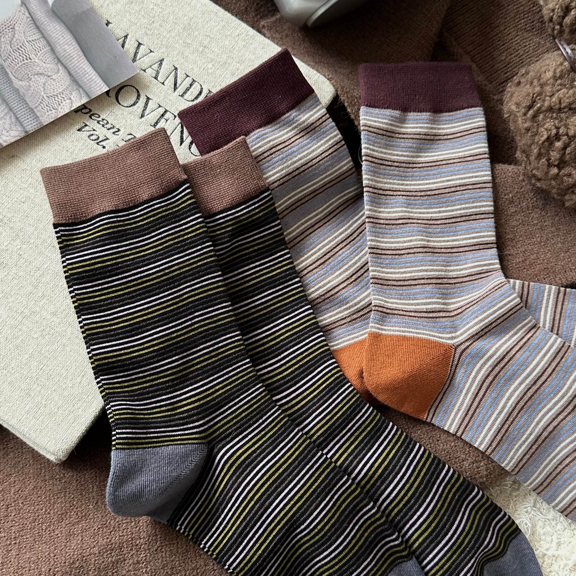 Women's Color Block Cuff Striped Socks - Single Pair