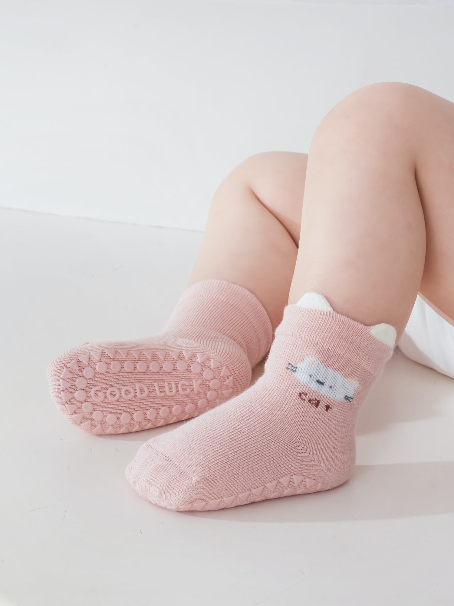 Babies' Non-Slip Ribbed Crew Socks-3 Pack