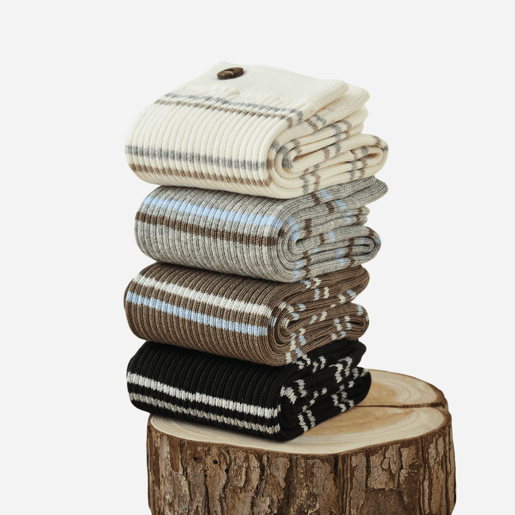 Women's Button Cuff Striped Crew Socks - Single Pair