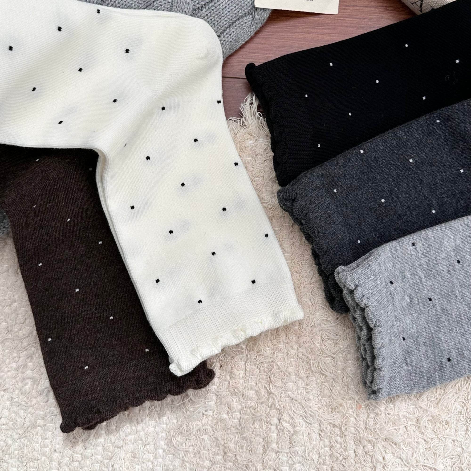 Women's Dainty Dot Ruffle Cuff Socks - Single Pair