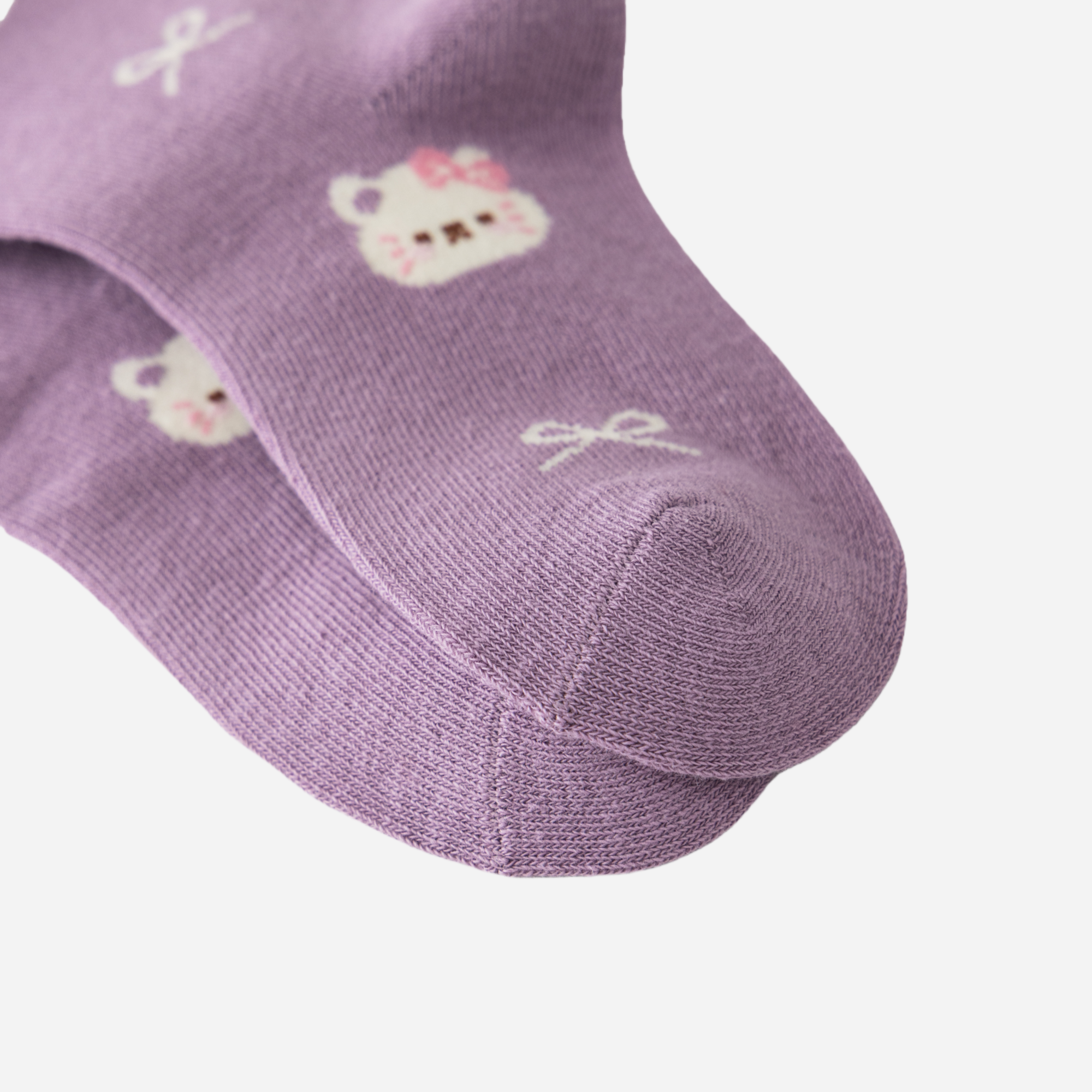 Kid's Lavender Kitten Crew Socks - 5 Pairs