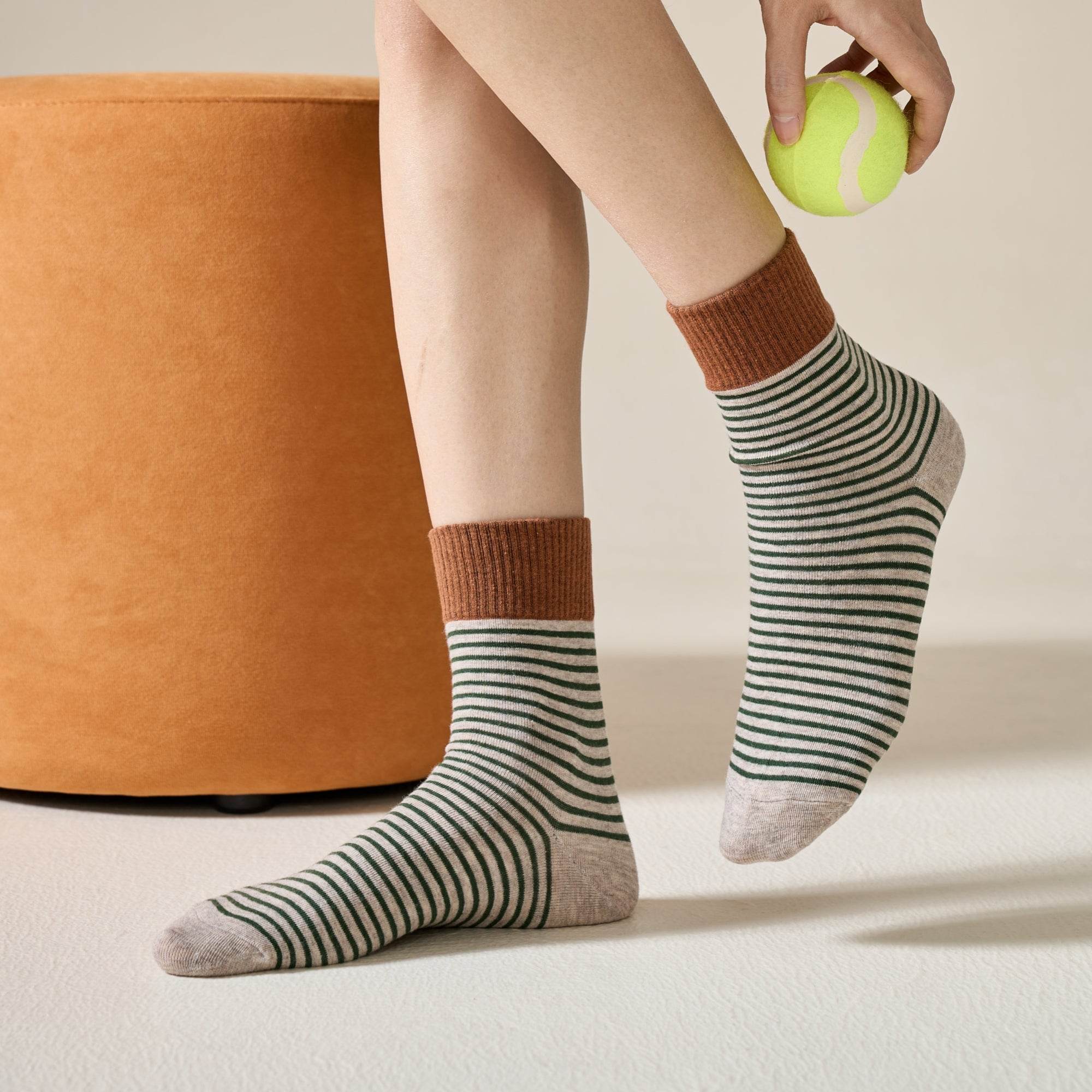 Women's Color Block Cuff Striped Socks - Single Pair