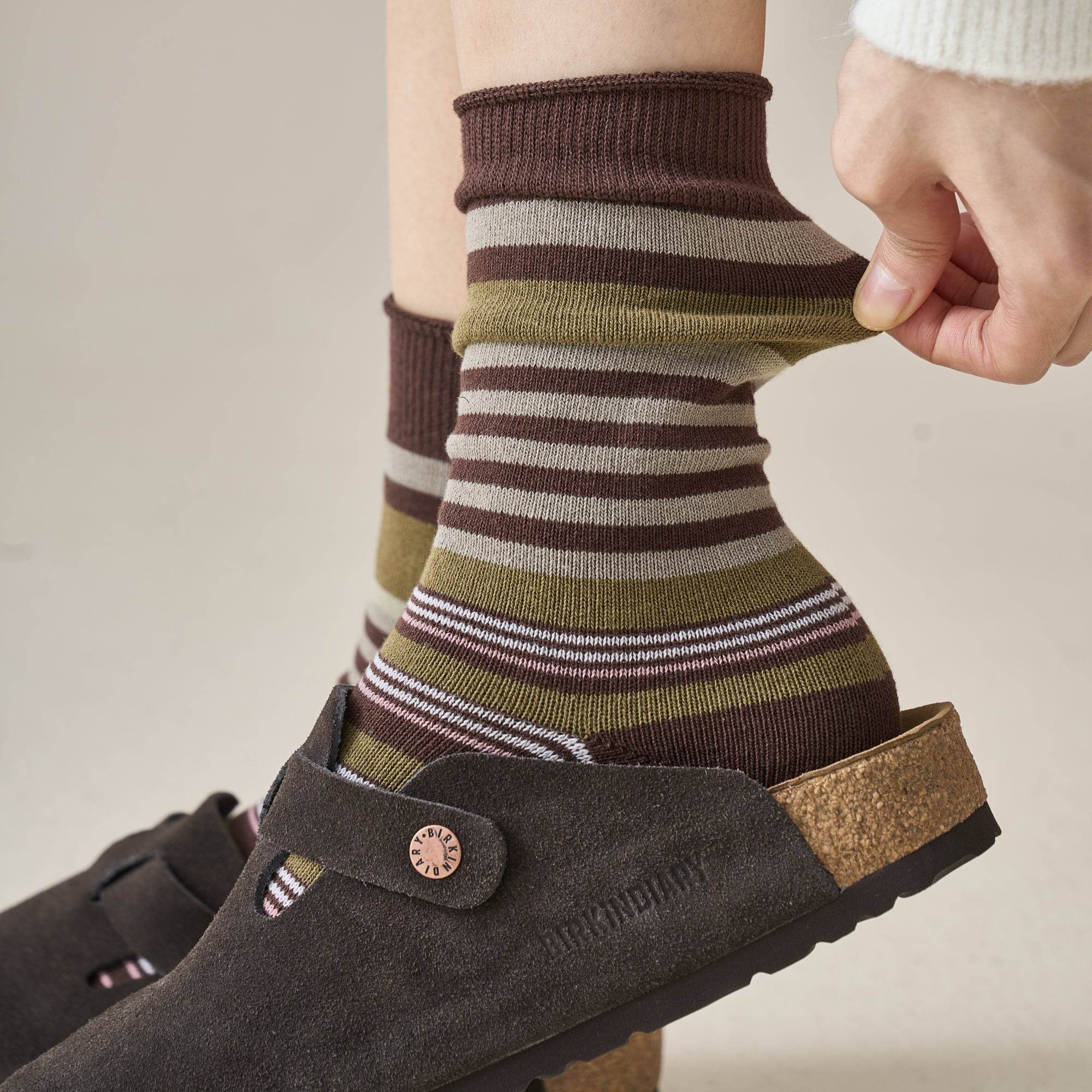 Women's Retro Multi-Stripe Crew Socks - Single Pair