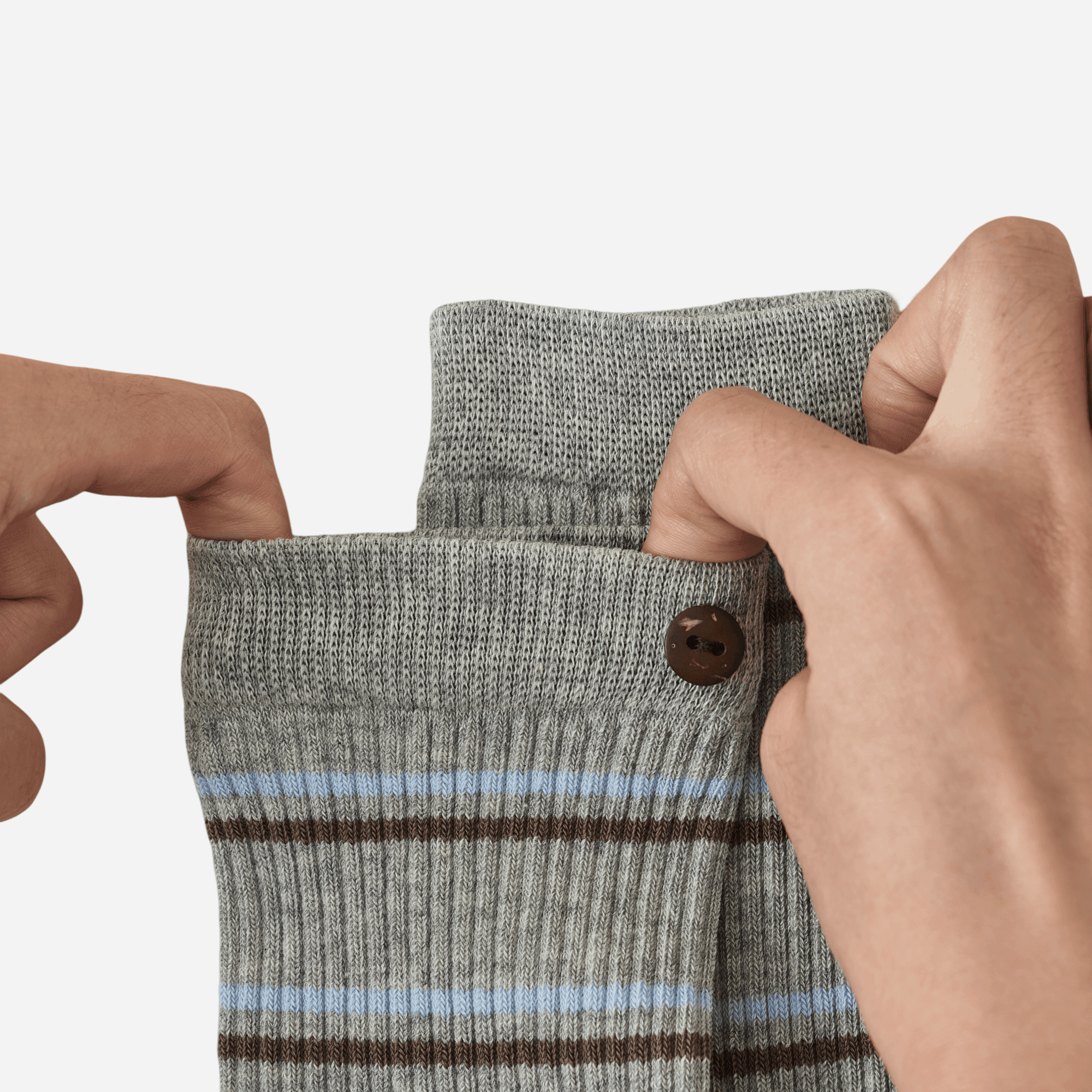 Women's Button Cuff Striped Crew Socks - Single Pair