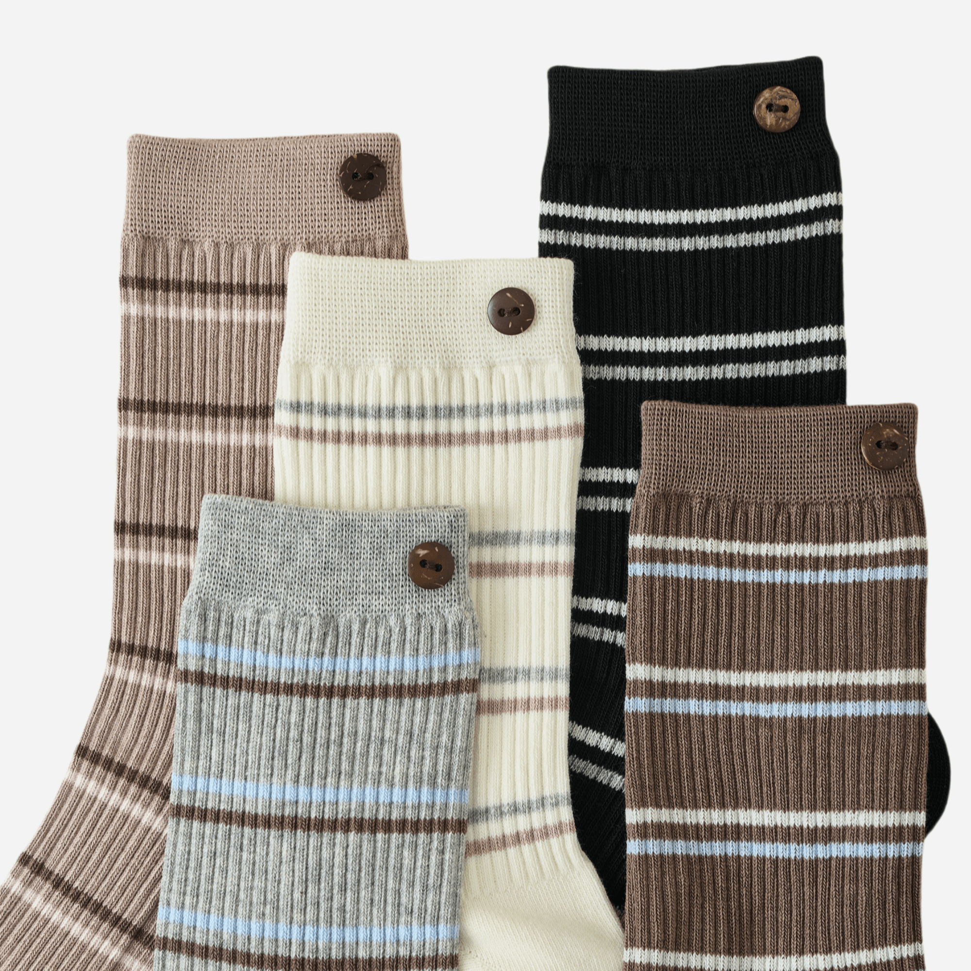 Women's Button Cuff Striped Crew Socks - Single Pair