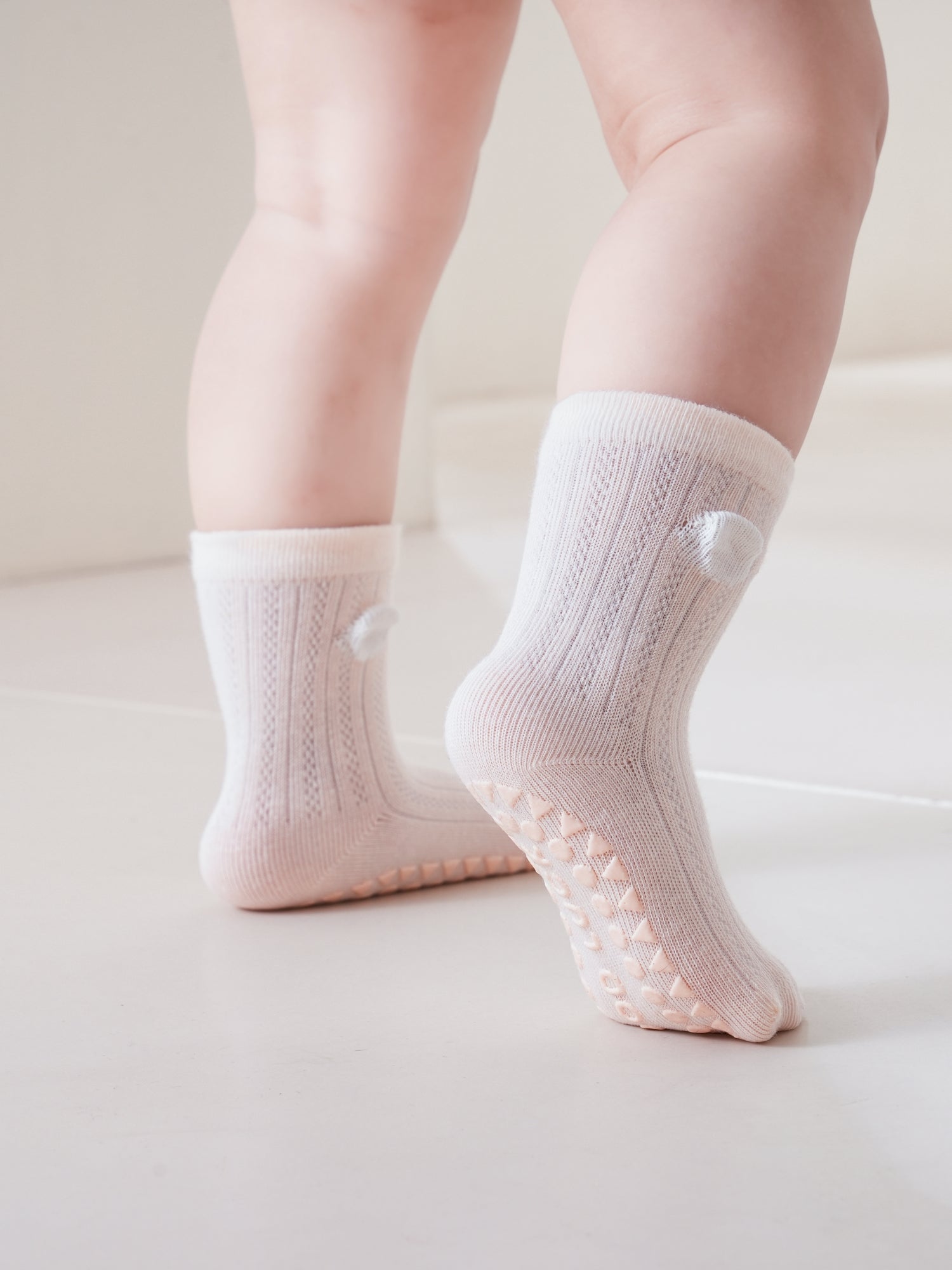 Babies' Non-Slip Mid Crew Socks-3 Pack