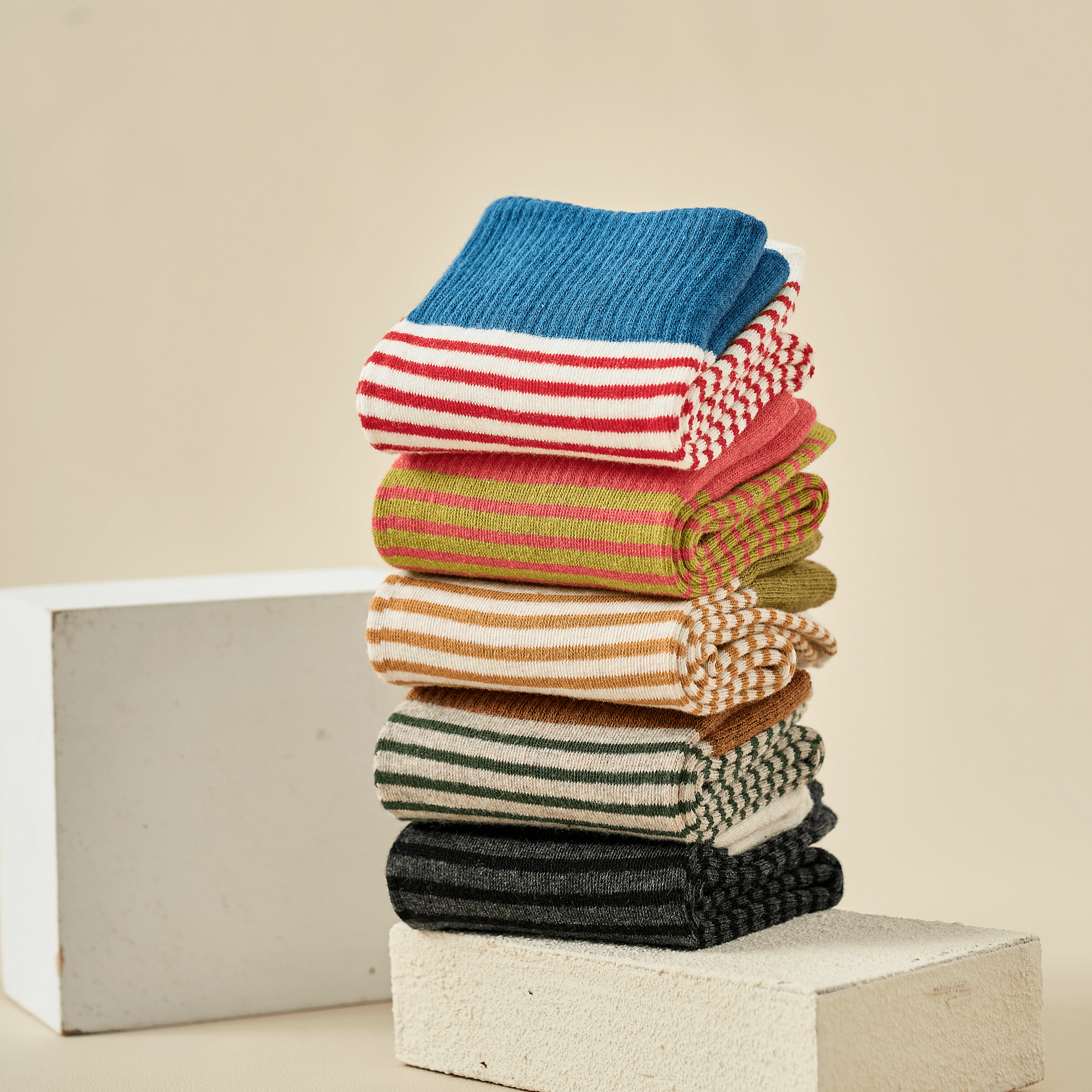 Women's Color Block Cuff Striped Socks - Single Pair